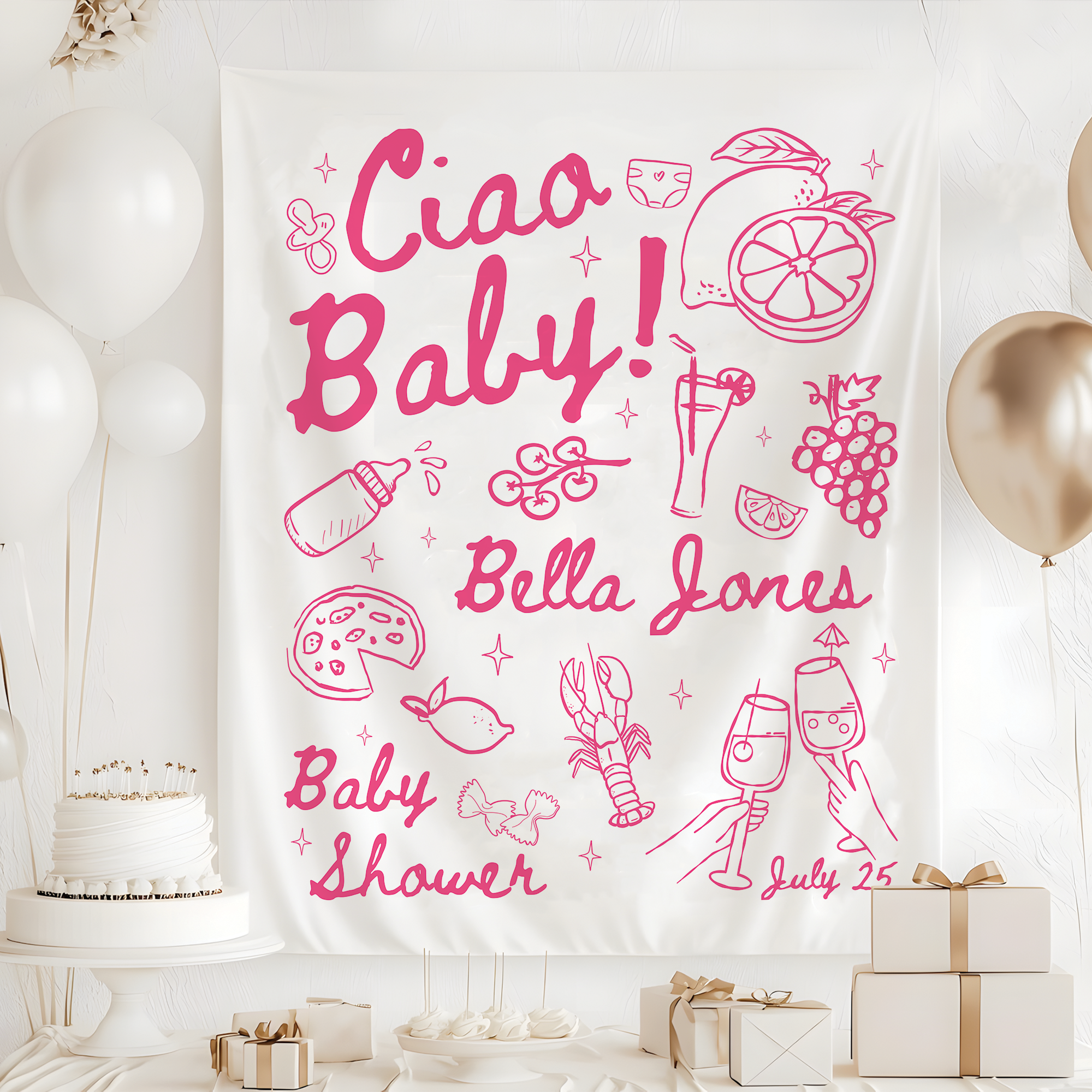 Ciao Baby Shower Party Tapestry Ciao Baby Shower Party Tapestry - Image 2