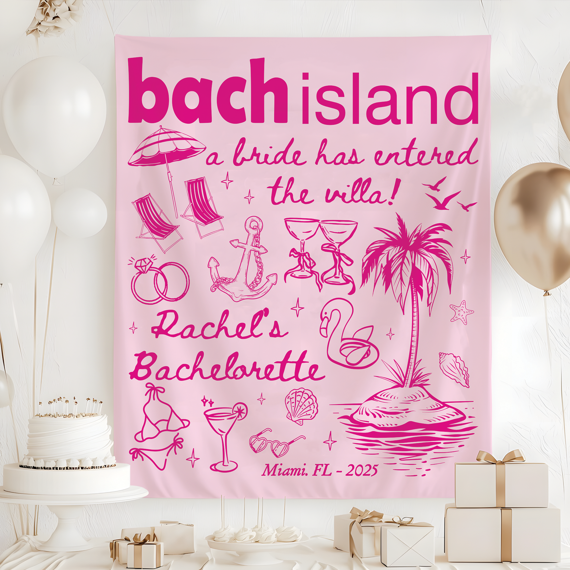 A Bride Has Entered the Villa Tapestry, Bach Island Bachelorette Banner A Bride Has Entered the Villa Tapestry, Bach Island Bachelorette Banner - Image 2