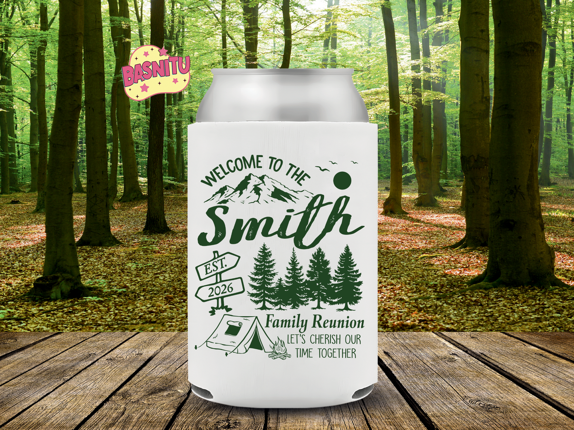 Custom Camping Family Reunion Can Cooler, Family Camping Can Coozie Custom Camping Family Reunion Can Cooler, Family Camping Can Coozie - Image 2