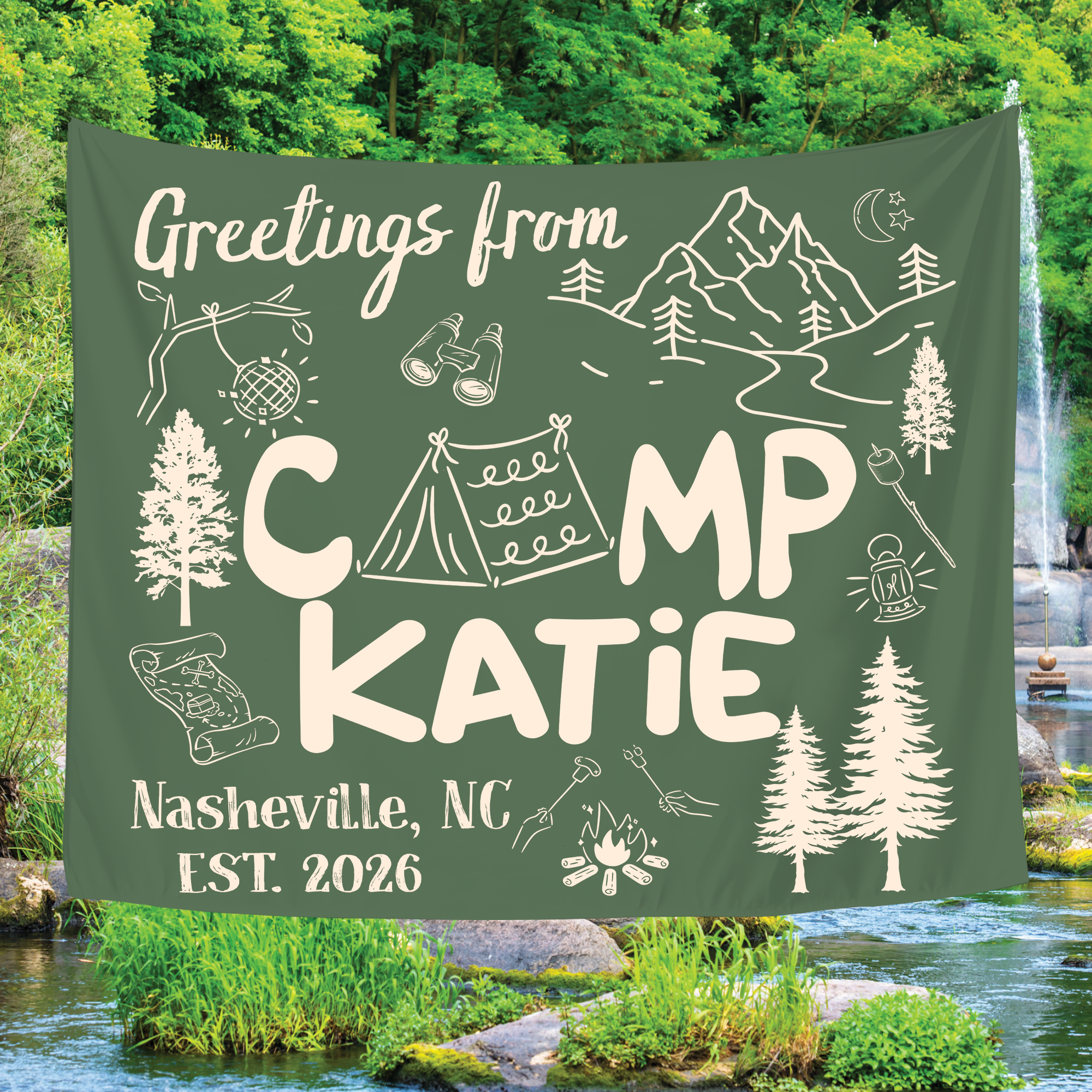 Camp Bach Tapestry, Camp Bachelorette Banner, Glamping Bachelorette Banner Camp Bach Tapestry, Camp Bachelorette Banner, Glamping Bachelorette Banner - Image 2