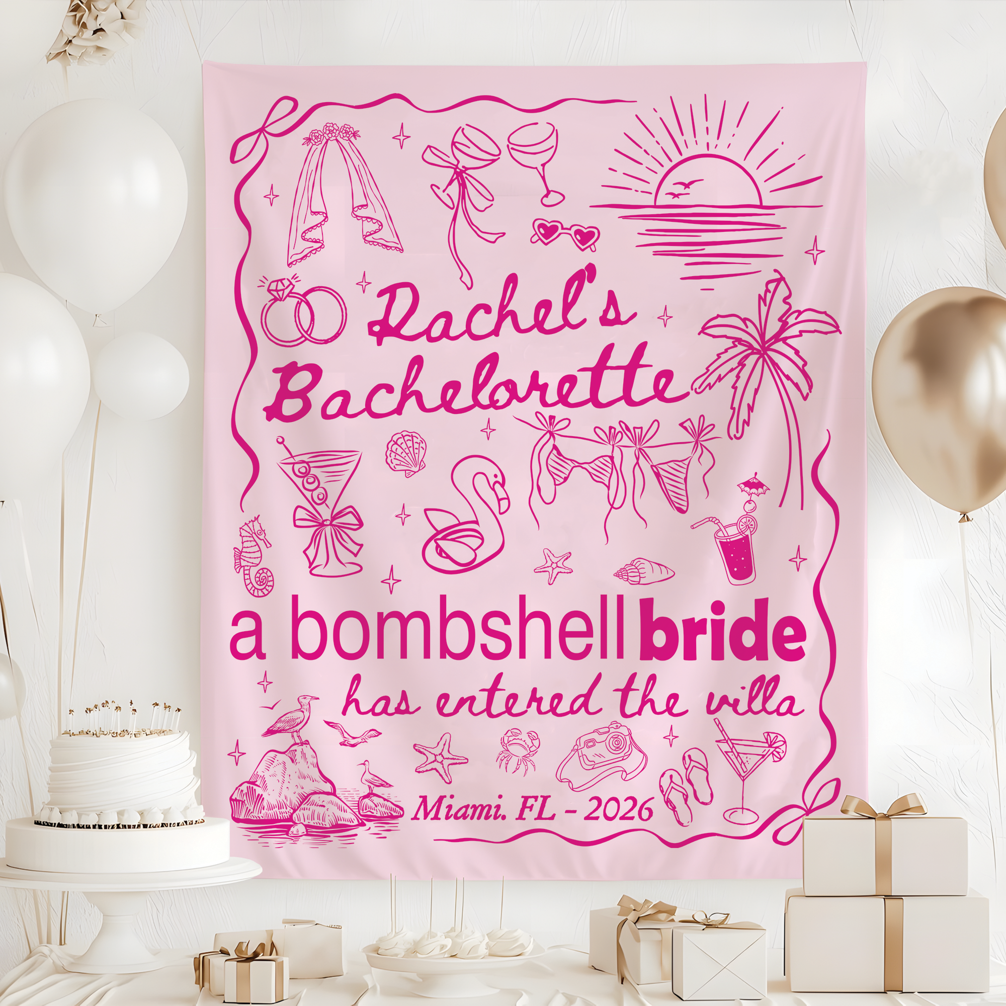 A Bombshell Bride Has Entered The Villa Tapestry, Bach Island Bachelorette Banner A Bombshell Bride Has Entered The Villa Tapestry, Bach Island Bachelorette Banner - Image 2