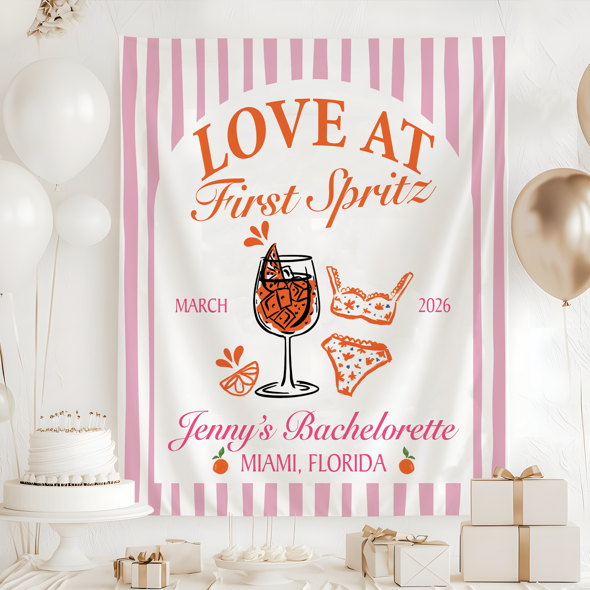 Love At First Spritz Bachelorette Tapestry, Aperol Spritz Bachelorette Banner Love At First Spritz Bachelorette Tapestry, Aperol Spritz Bachelorette Banner - Image 2