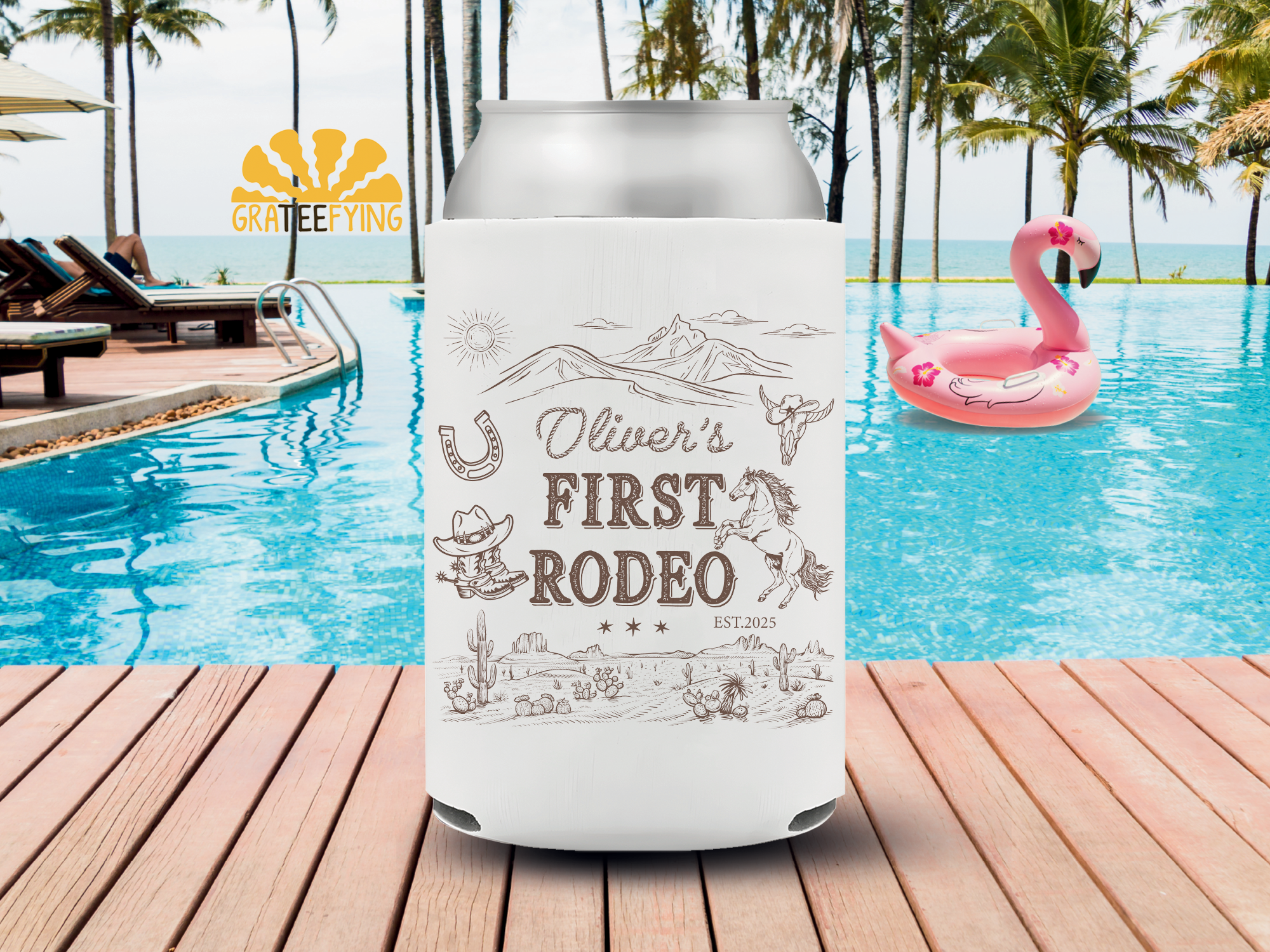 First Rodeo Birthday Can Cooler First Rodeo Birthday Can Cooler - Image 2
