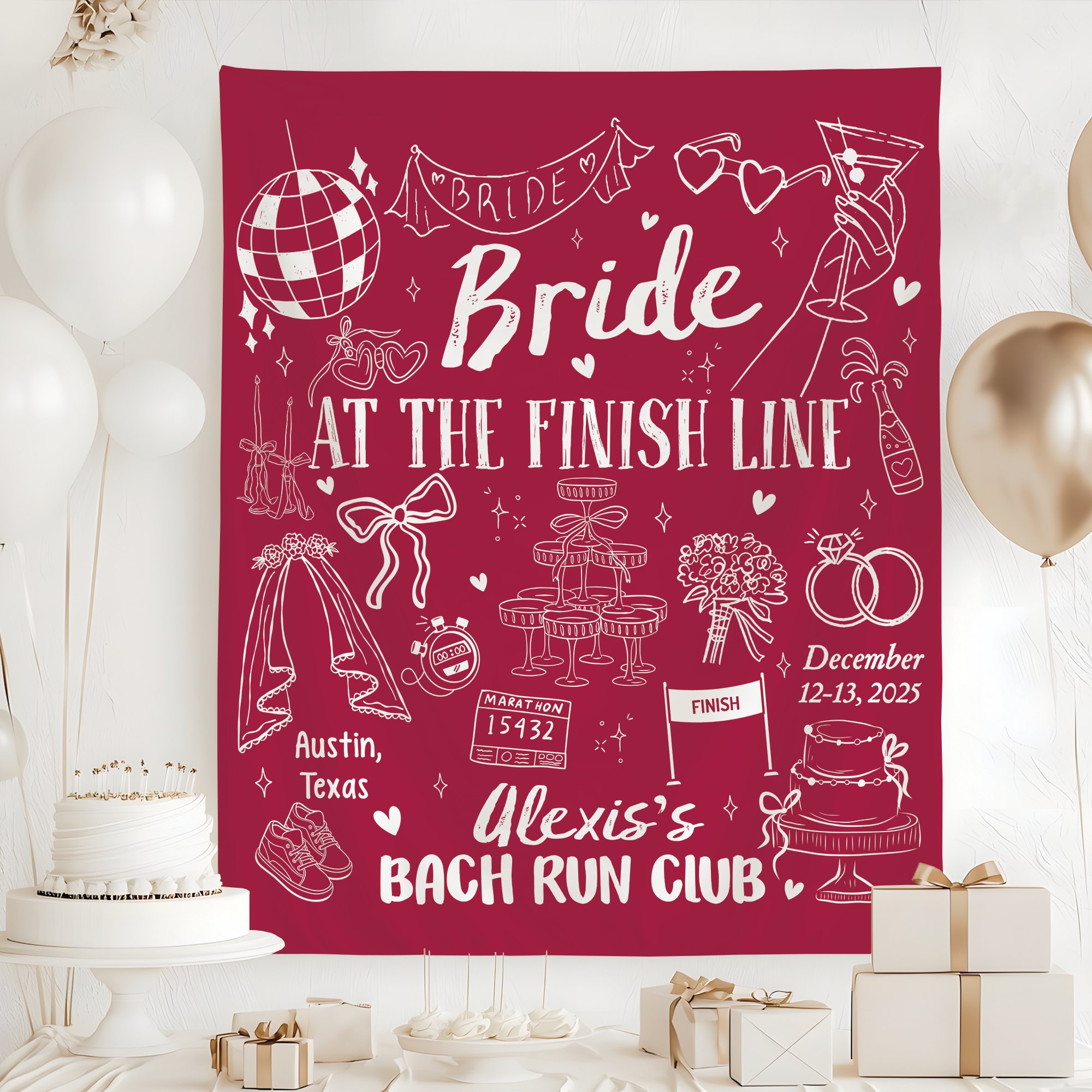 Custom Backdrop Stunning Running Theme Bachelorette Custom Backdrop Stunning Running Theme Bachelorette - Image 3