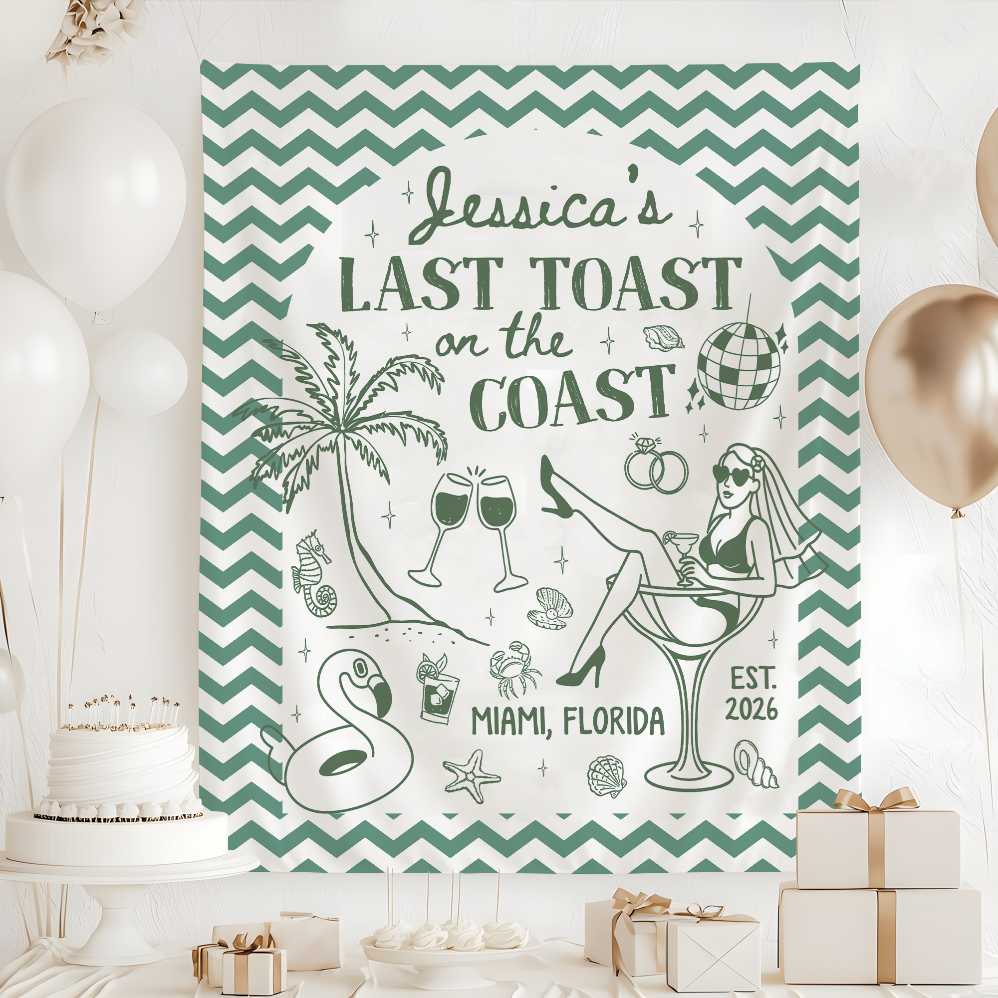 Custom Tapestry for Beach Bachelorette Party – Perfect Party Decor Custom Tapestry for Beach Bachelorette Party – Perfect Party Decor - Image 3