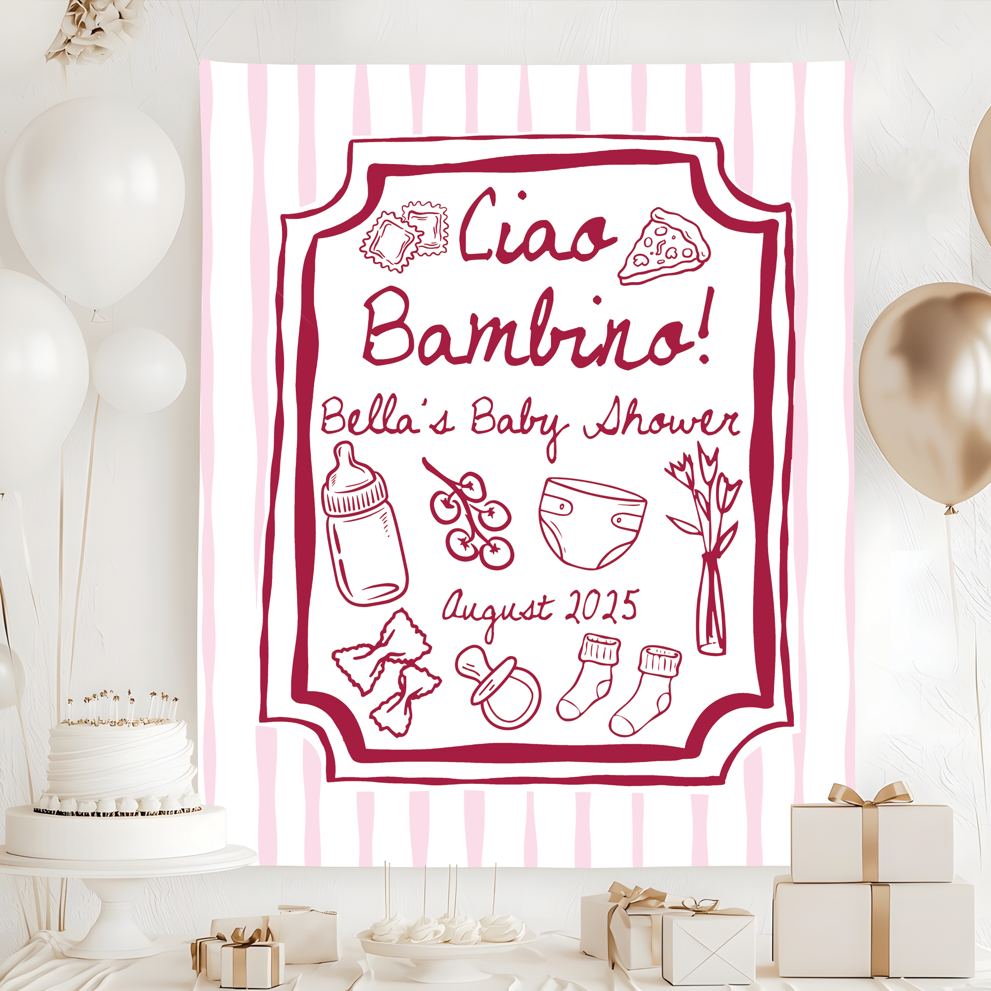 Ciao Bambino Baby Shower Tapestry Ciao Bambino Baby Shower Tapestry