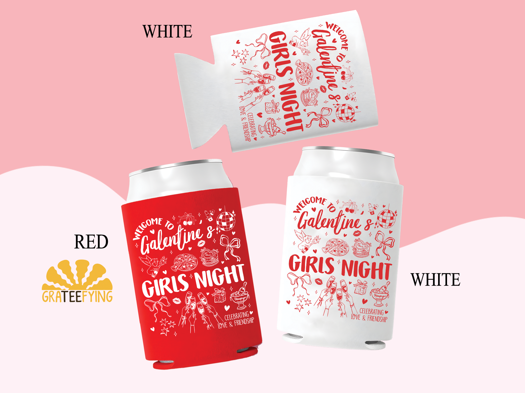 Galentines Party Can Cooler, Galentines Girls Night Party Can Sleeve Galentines Party Can Cooler, Galentines Girls Night Party Can Sleeve - Image 3
