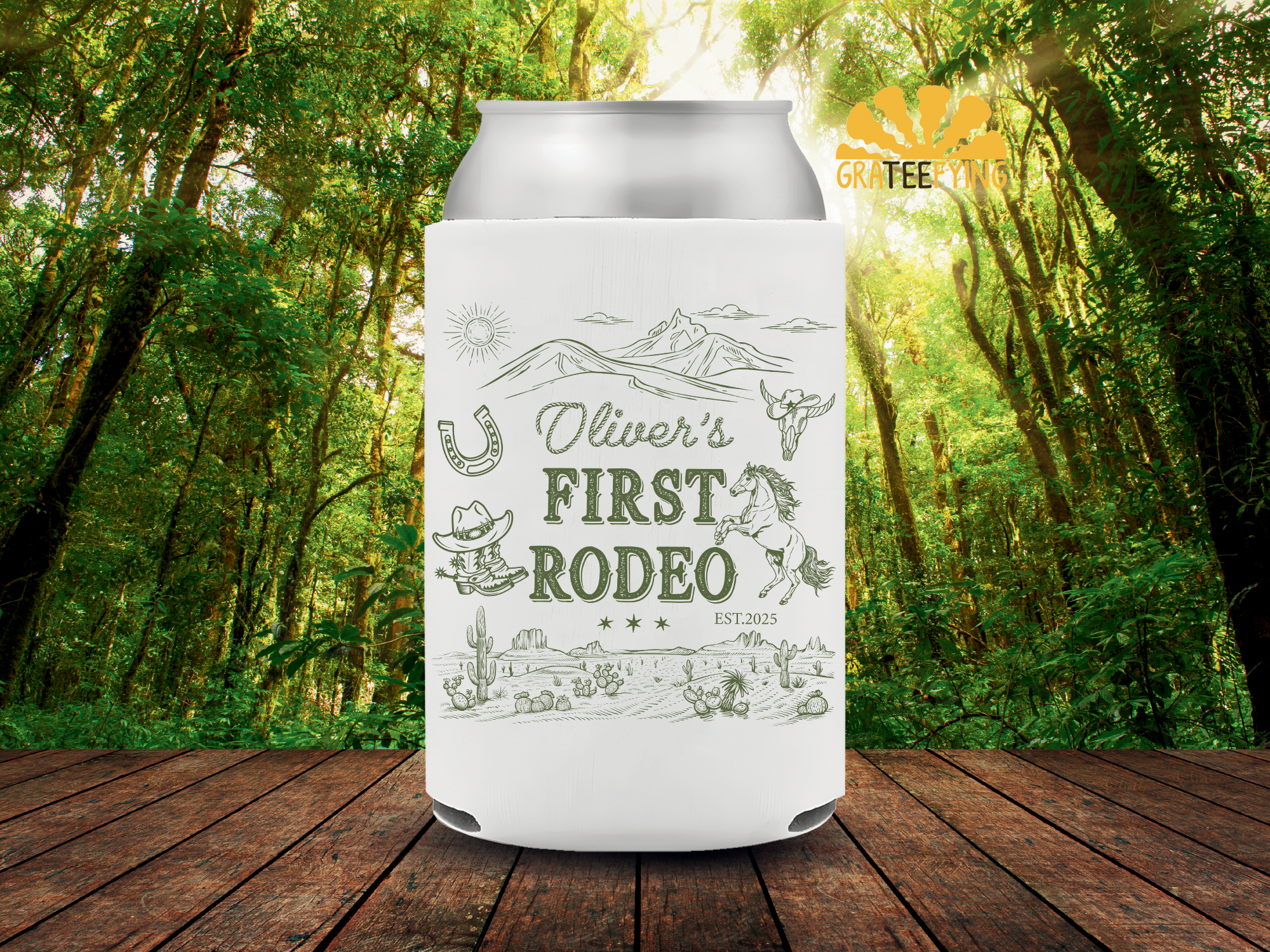 First Rodeo Birthday Can Cooler First Rodeo Birthday Can Cooler - Image 3
