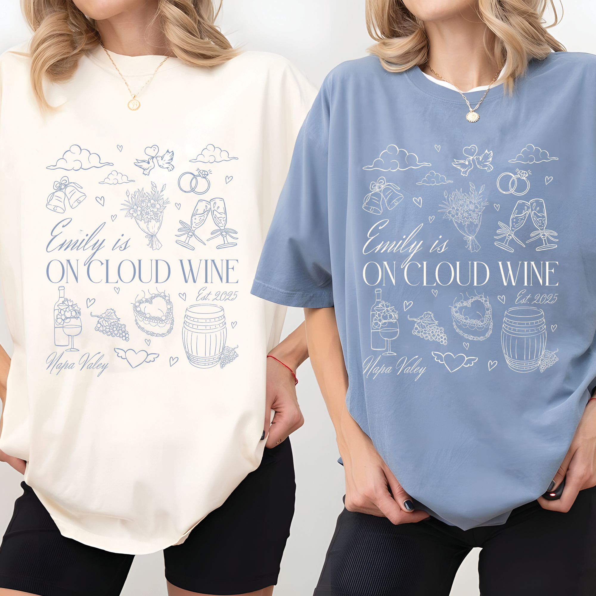 Custom Bride on Cloud Wine Bachelorette Party Shirt Custom Bride on Cloud Wine Bachelorette Party Shirt - Image 3