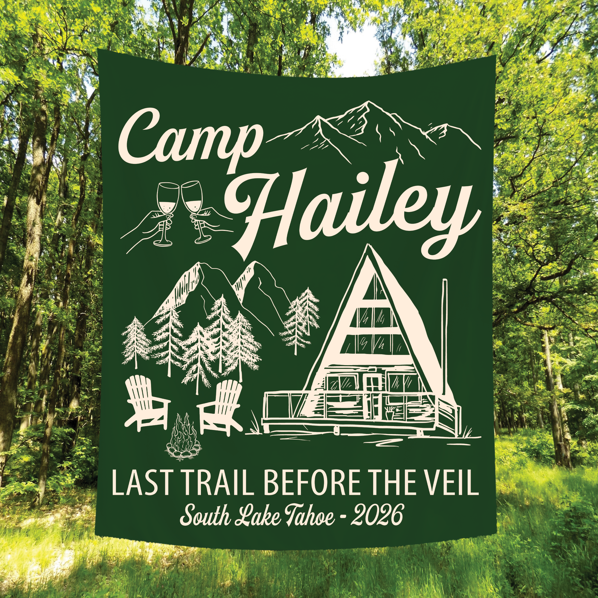 Last Trail Before The Veil Bachelorette Party Tapestry, Custom Cabin Bachelorette Banner Last Trail Before The Veil Bachelorette Party Tapestry, Custom Cabin Bachelorette Banner - Image 3
