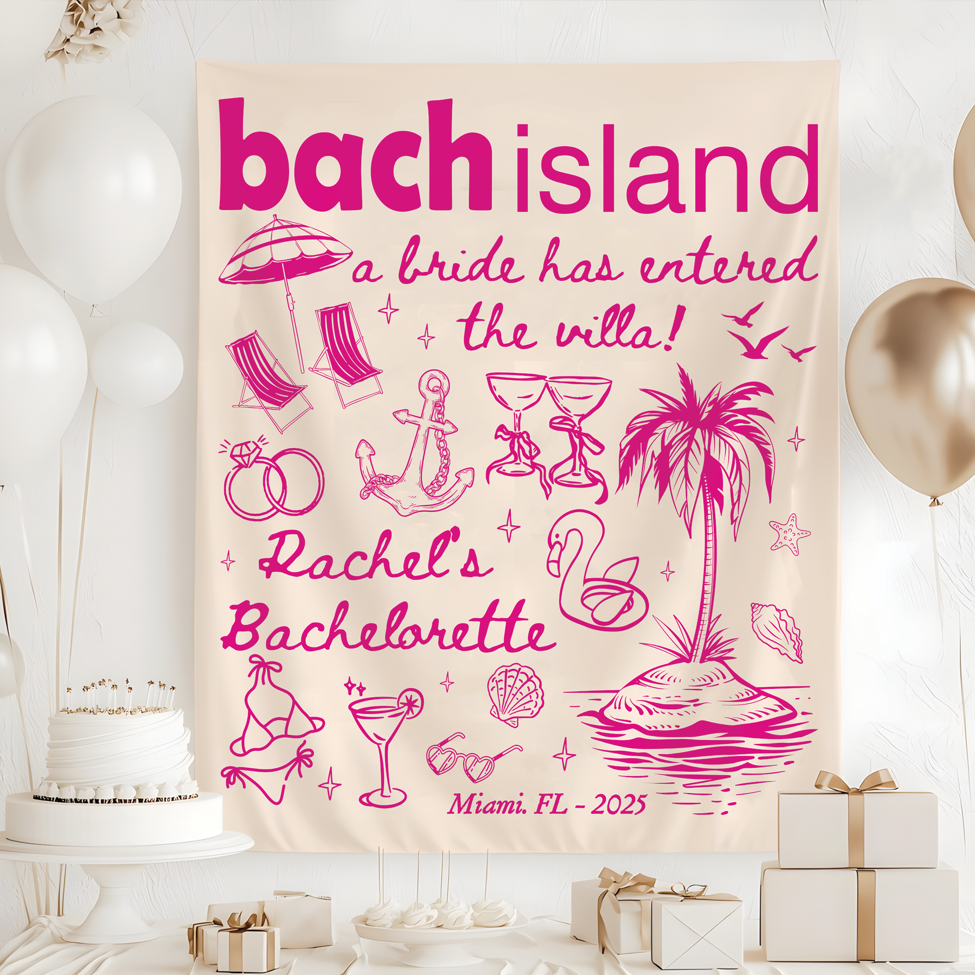 A Bride Has Entered the Villa Tapestry, Bach Island Bachelorette Banner A Bride Has Entered the Villa Tapestry, Bach Island Bachelorette Banner - Image 3