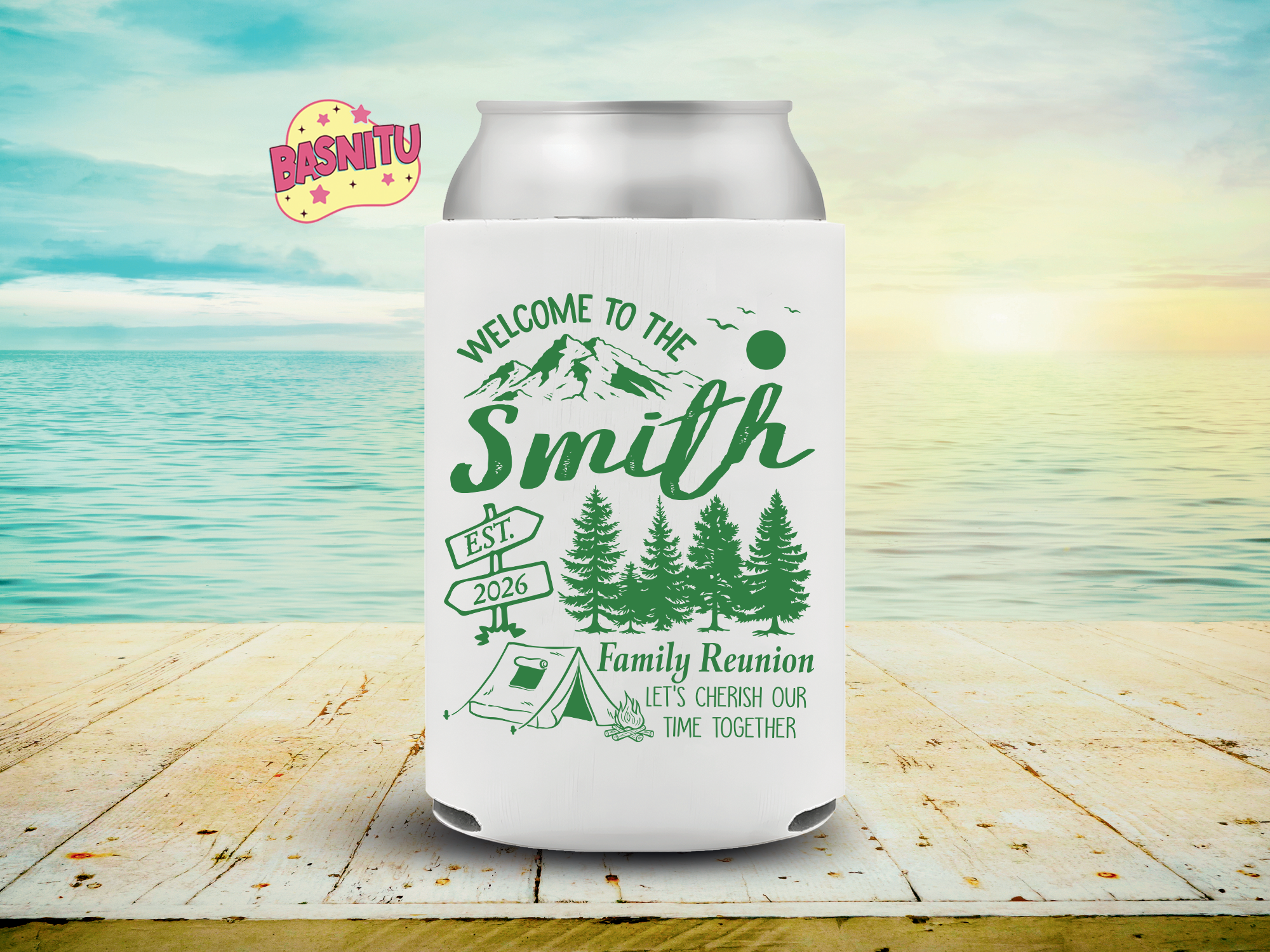 Custom Camping Family Reunion Can Cooler, Family Camping Can Coozie Custom Camping Family Reunion Can Cooler, Family Camping Can Coozie - Image 3