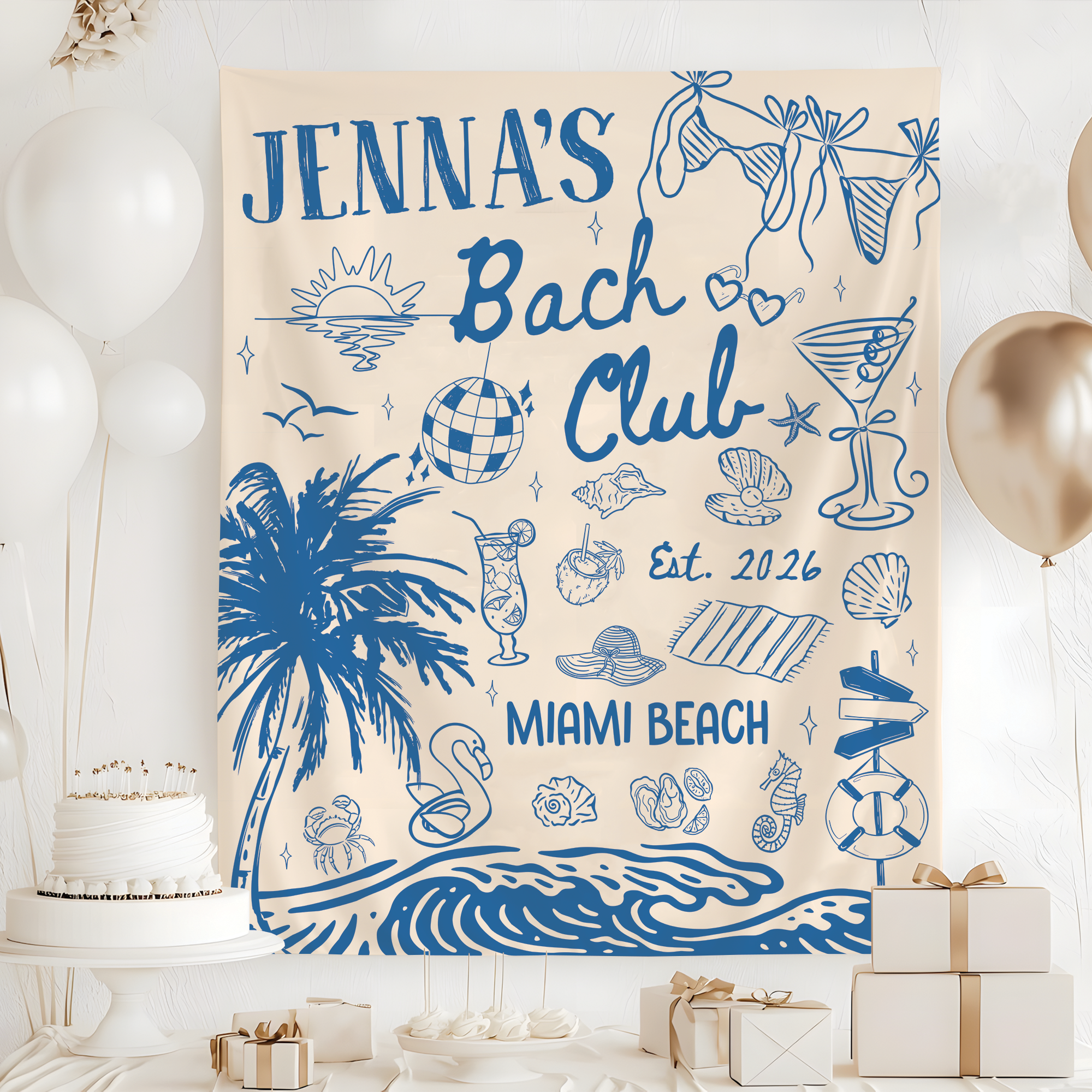 Custom Beach Bachelorette Tapestry – Bach Club Party Banner Custom Beach Bachelorette Tapestry – Bach Club Party Banner - Image 3