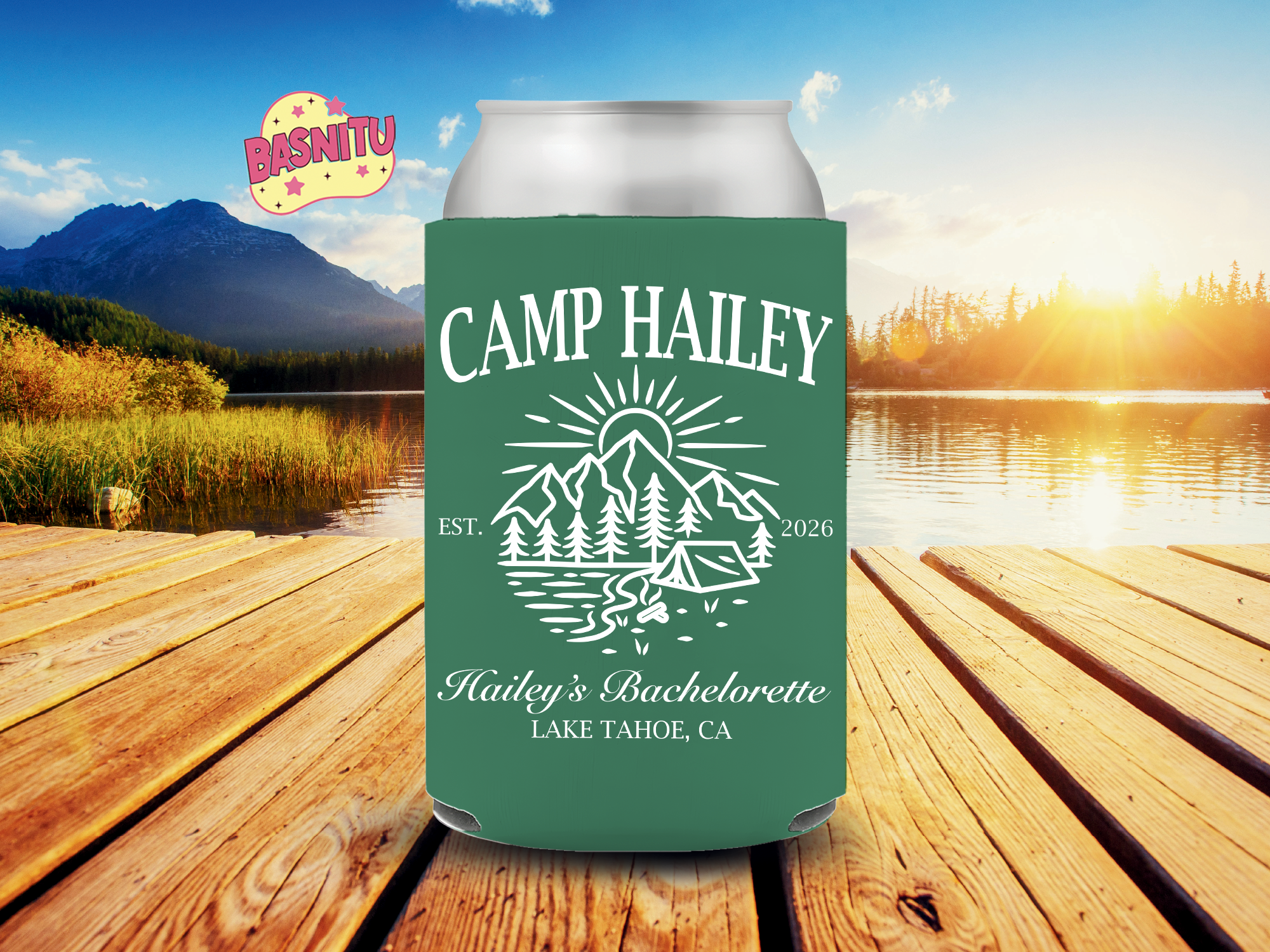 Camping Bachelorette Can Cooler, Camp Bach Can Sleeve, Outdoor Bachelorette Party Coozie Camping Bachelorette Can Cooler, Camp Bach Can Sleeve, Outdoor Bachelorette Party Coozie - Image 3