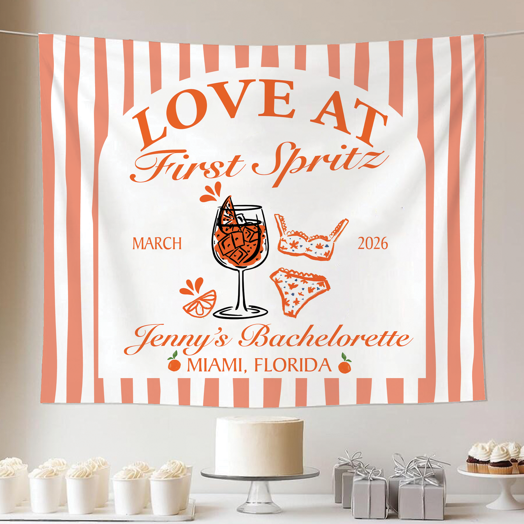 Love At First Spritz Bachelorette Tapestry, Aperol Spritz Bachelorette Banner Love At First Spritz Bachelorette Tapestry, Aperol Spritz Bachelorette Banner - Image 3