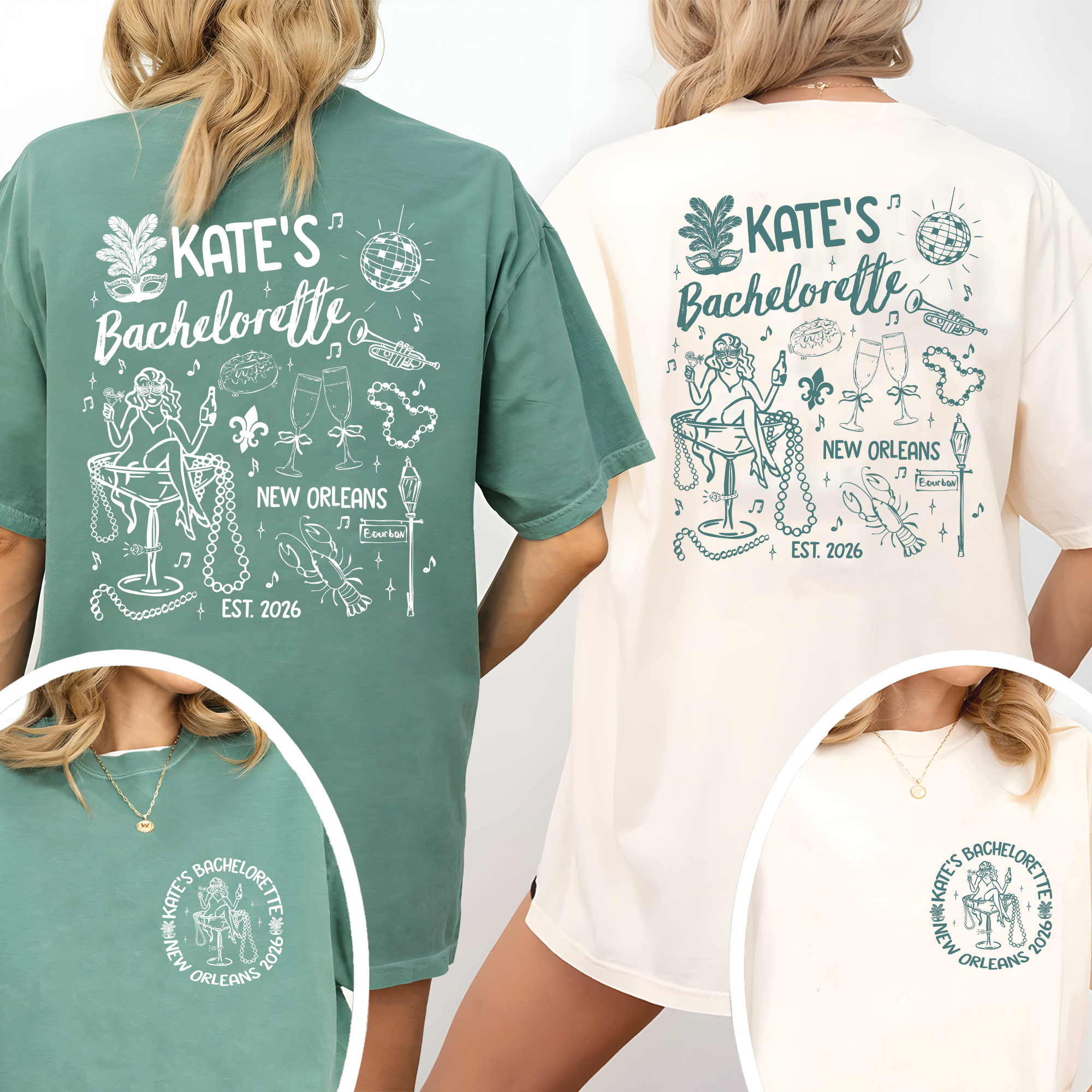 Custom Mardi Gras Bachelorette Shirt, Bach Party Matching Shirt Custom Mardi Gras Bachelorette Shirt, Bach Party Matching Shirt - Image 3