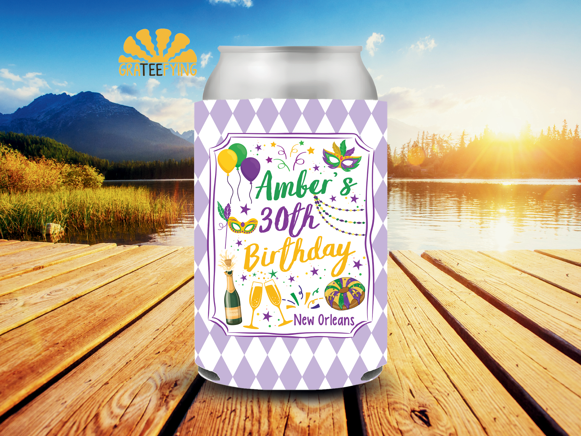 New Orleans Birthday Party Can Cooler, Custom Nola Birthday Can Coozie New Orleans Birthday Party Can Cooler, Custom Nola Birthday Can Coozie - Image 3