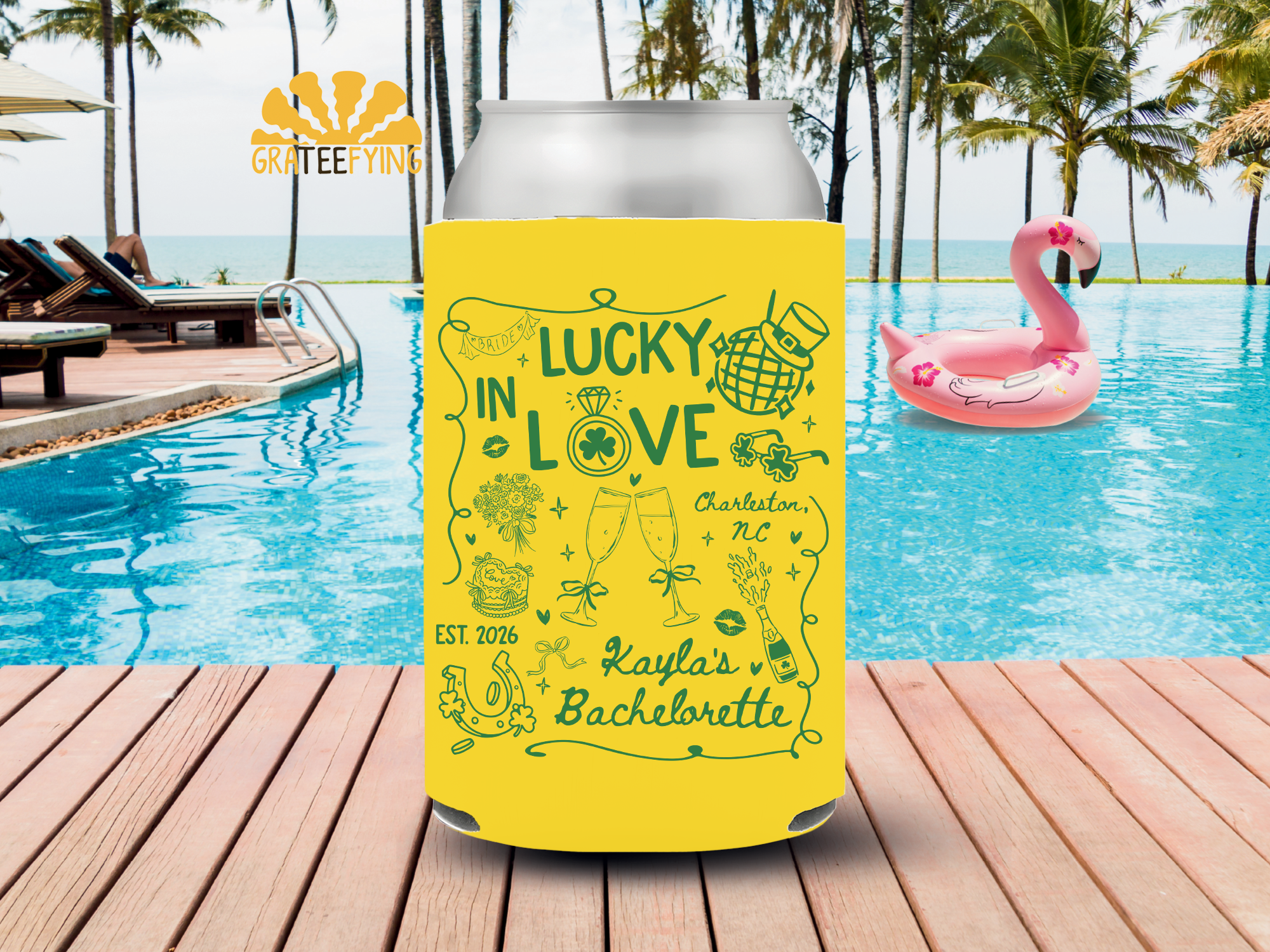 Custom St Patrick Day Bachelorette Can Cooler – Lucky In Love Coozie Custom St Patrick Day Bachelorette Can Cooler – Lucky In Love Coozie - Image 3
