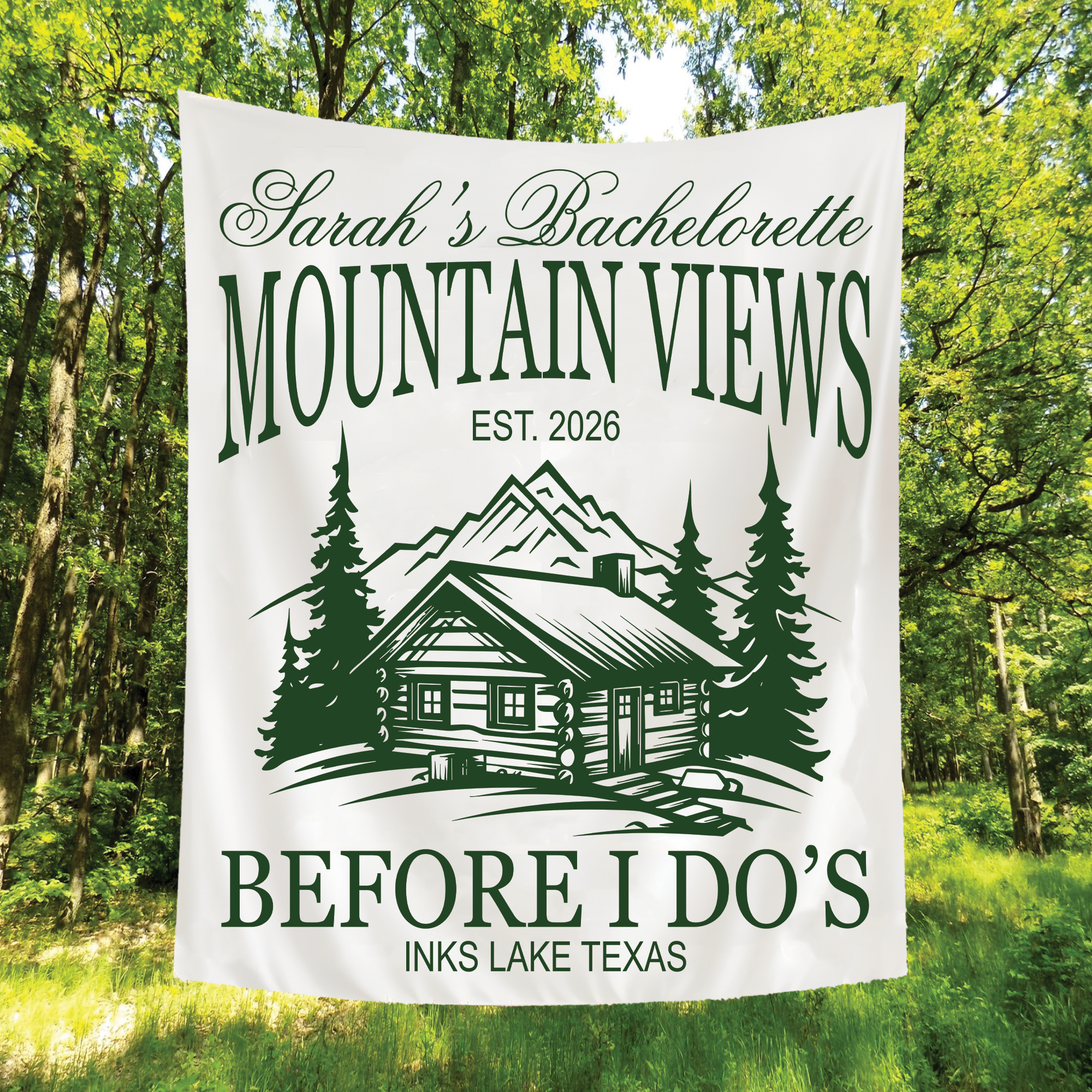 Mountain Views Before I Do Tapestry, Camping Bachelorette Banner Mountain Views Before I Do Tapestry, Camping Bachelorette Banner - Image 3
