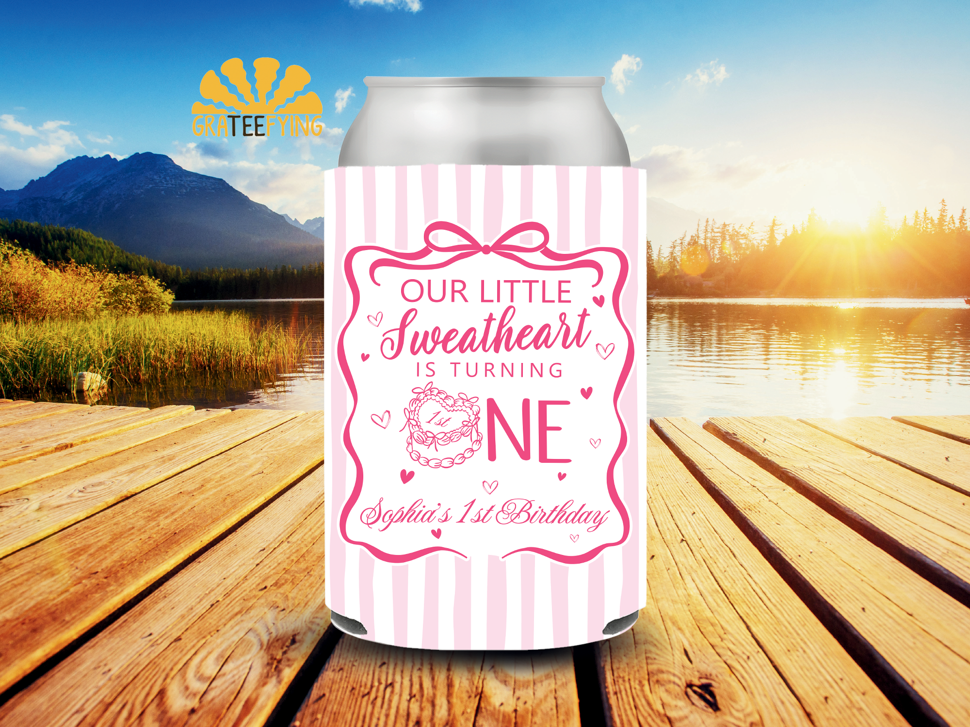 Little Sweetheart 1st Birthday Can Cooler – Our Little Sweetheart Is Turning One Party Favor Little Sweetheart 1st Birthday Can Cooler – Our Little Sweetheart Is Turning One Party Favor - Image 3