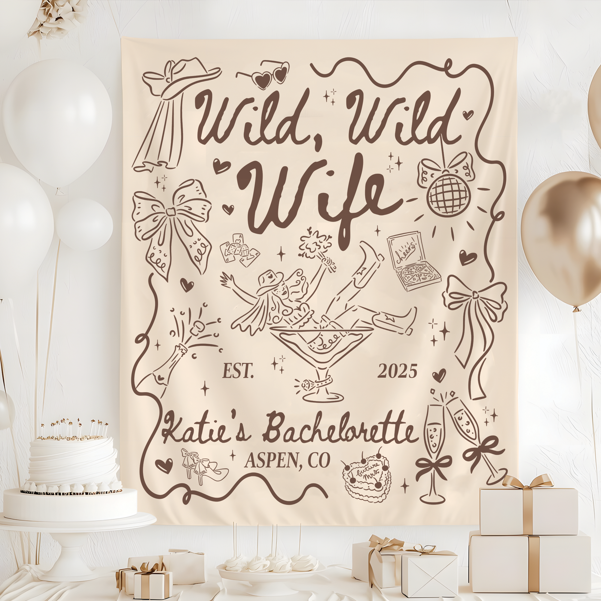 Wild Wild Wife Bachelorette Tapestry, Country Western Bachelorette Banner Wild Wild Wife Bachelorette Tapestry, Country Western Bachelorette Banner - Image 3