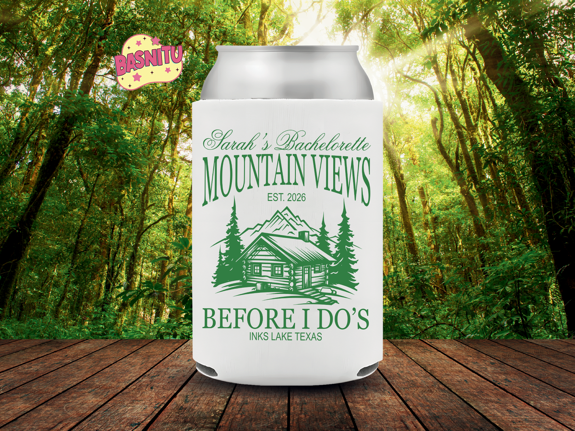 Mountain Views Before I Do Can Cooler, Camping Bachelorette Can Coozie Mountain Views Before I Do Can Cooler, Camping Bachelorette Can Coozie - Image 3