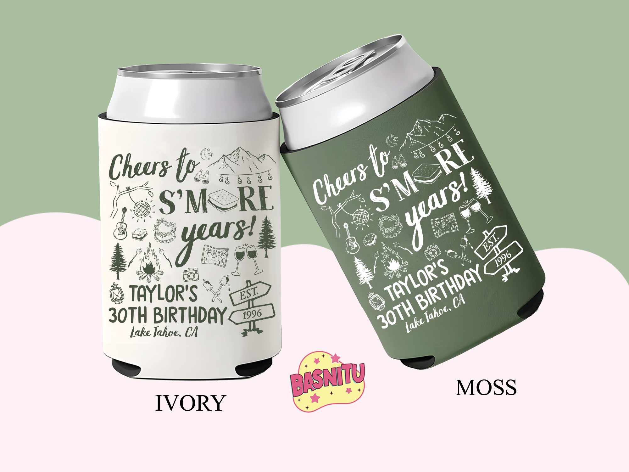 Cheers to S'more Years Birthday Can Cooler, Camping Birthday Party Can Coozie Cheers to S'more Years Birthday Can Cooler, Camping Birthday Party Can Coozie - Image 4