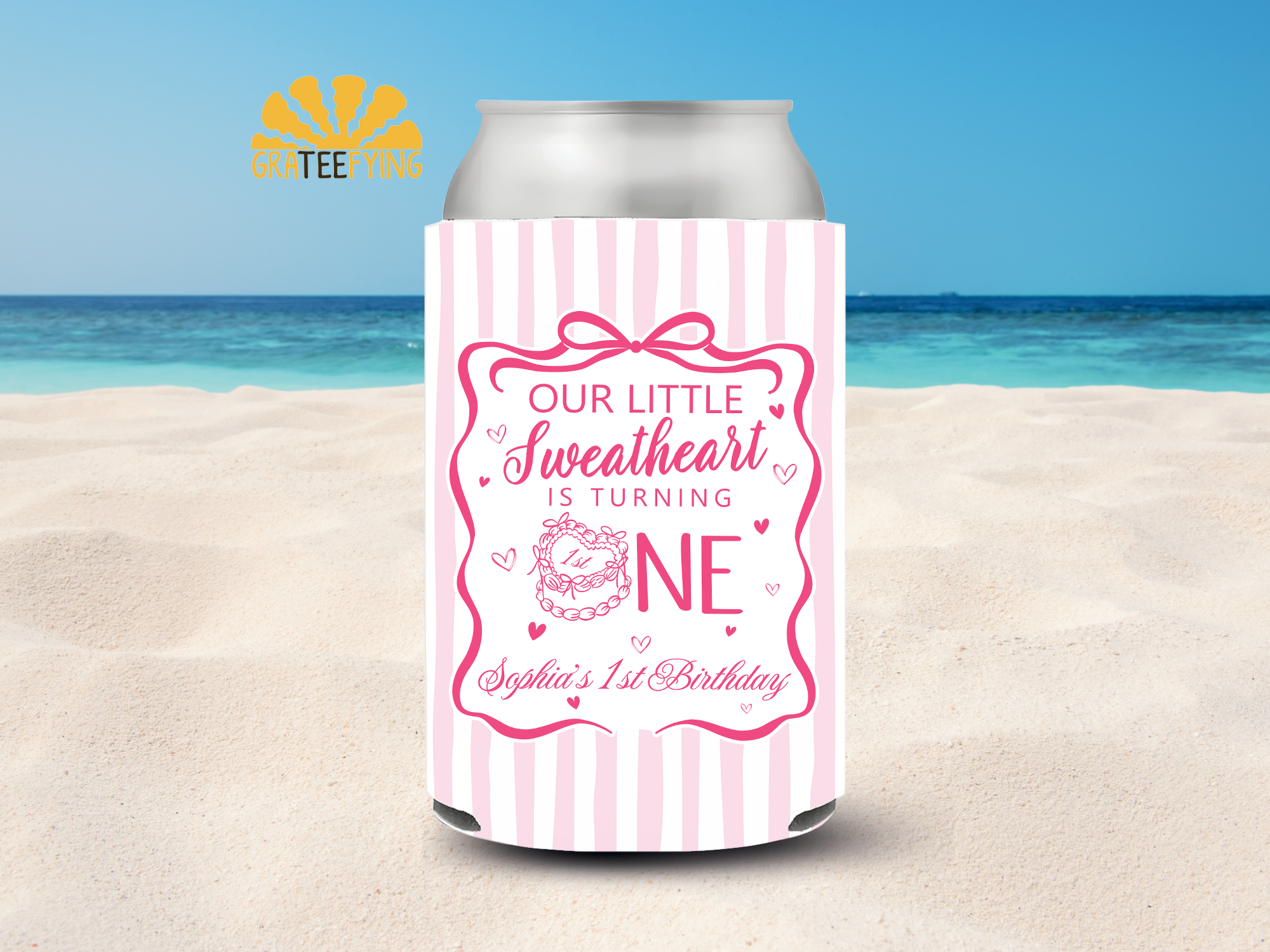 Little Sweetheart 1st Birthday Can Cooler – Our Little Sweetheart Is Turning One Party Favor Little Sweetheart 1st Birthday Can Cooler – Our Little Sweetheart Is Turning One Party Favor - Image 4
