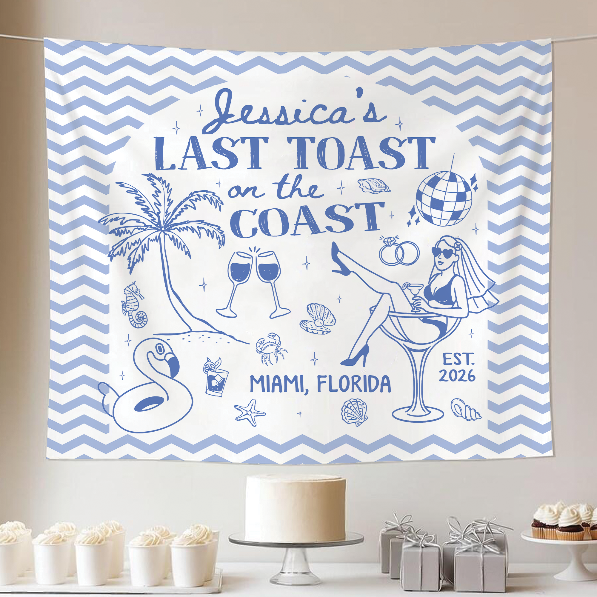 Custom Tapestry for Beach Bachelorette Party – Perfect Party Decor Custom Tapestry for Beach Bachelorette Party – Perfect Party Decor - Image 4