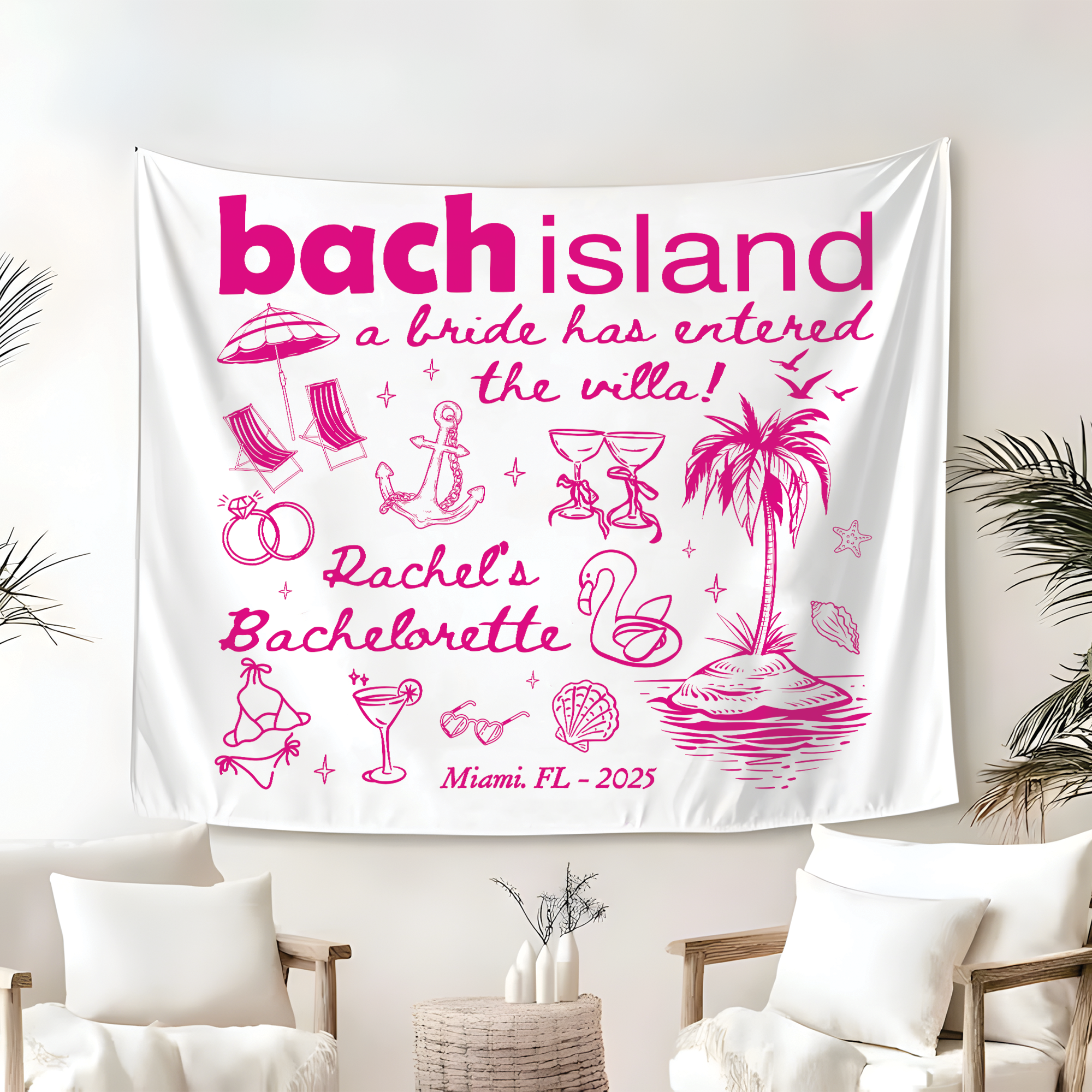 A Bride Has Entered the Villa Tapestry, Bach Island Bachelorette Banner A Bride Has Entered the Villa Tapestry, Bach Island Bachelorette Banner - Image 4