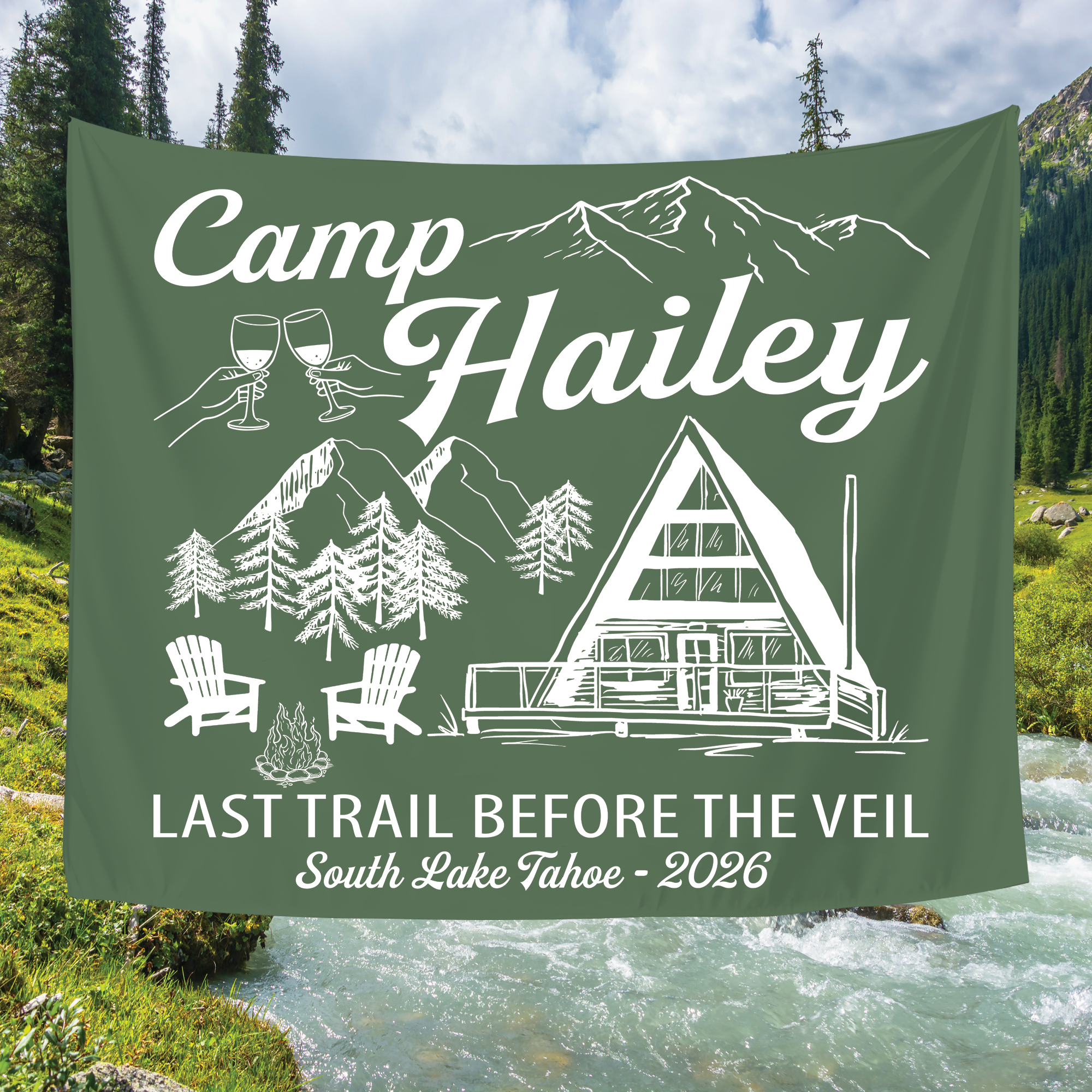 Last Trail Before The Veil Bachelorette Party Tapestry, Custom Cabin Bachelorette Banner Last Trail Before The Veil Bachelorette Party Tapestry, Custom Cabin Bachelorette Banner - Image 4