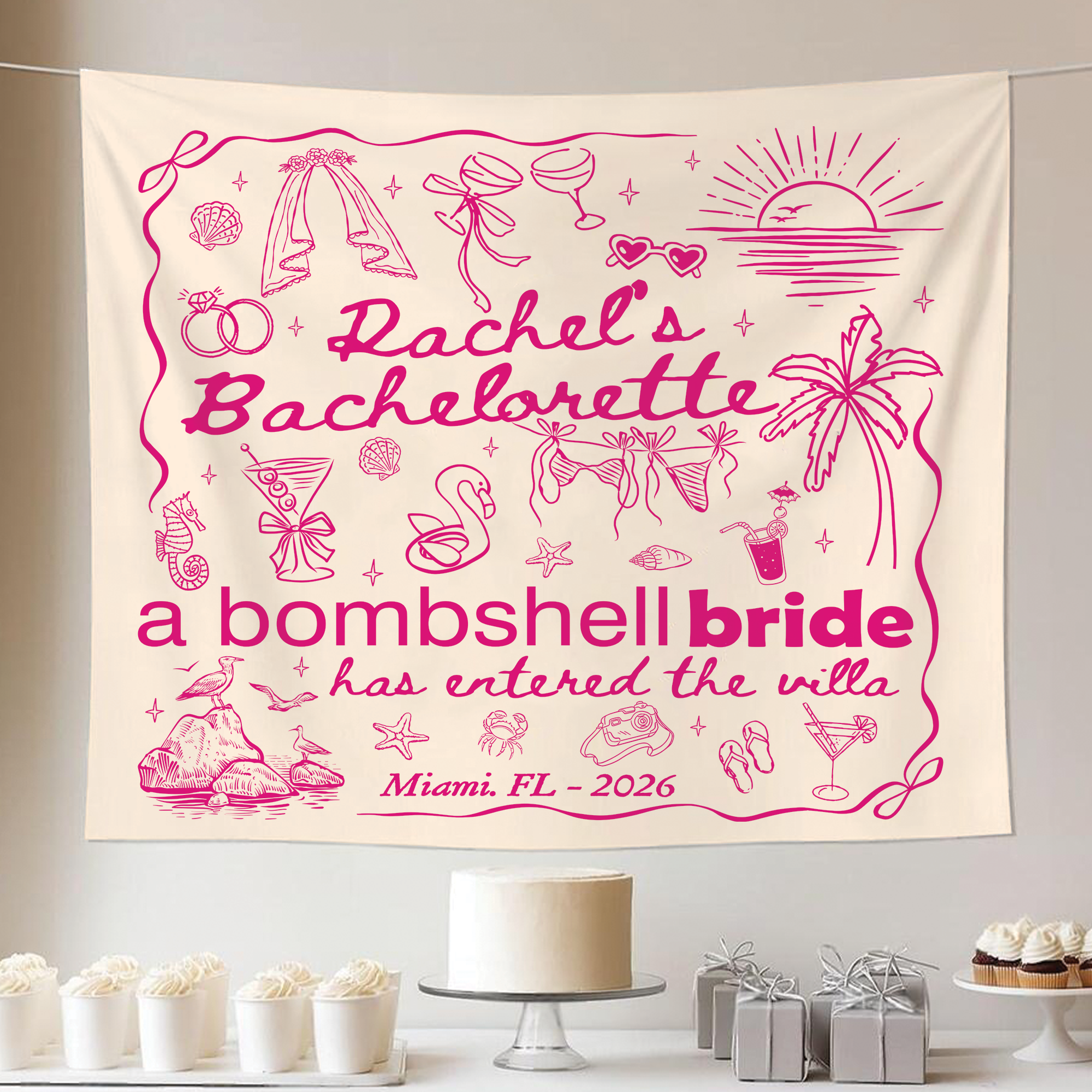 A Bombshell Bride Has Entered The Villa Tapestry, Bach Island Bachelorette Banner A Bombshell Bride Has Entered The Villa Tapestry, Bach Island Bachelorette Banner - Image 4