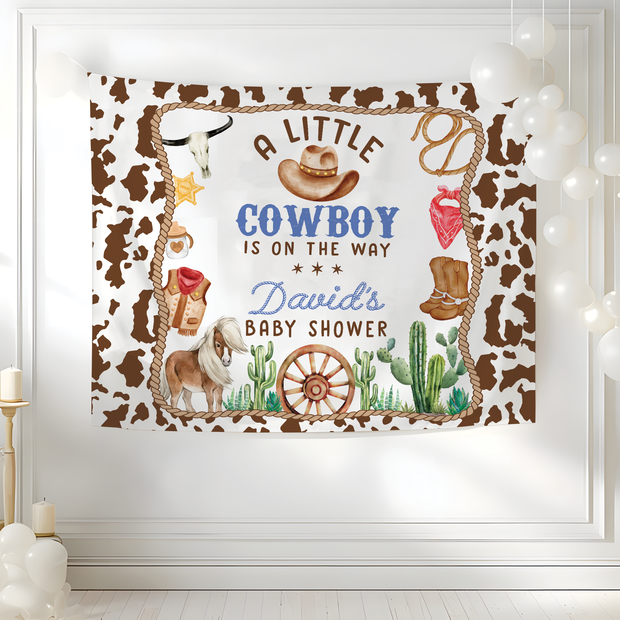 A Little Cowboy Is On The Way Baby Shower Tapestry A Little Cowboy Is On The Way Baby Shower Tapestry - Image 4