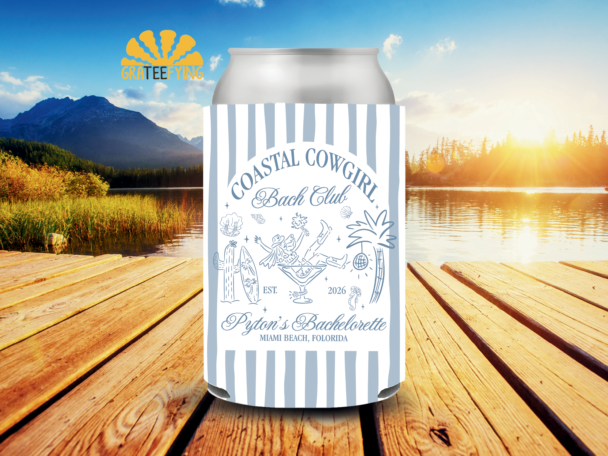 Cowgirl Bachelorette Can Cooler – Custom Coastal Bach Club Coozie Cowgirl Bachelorette Can Cooler – Custom Coastal Bach Club Coozie - Image 4