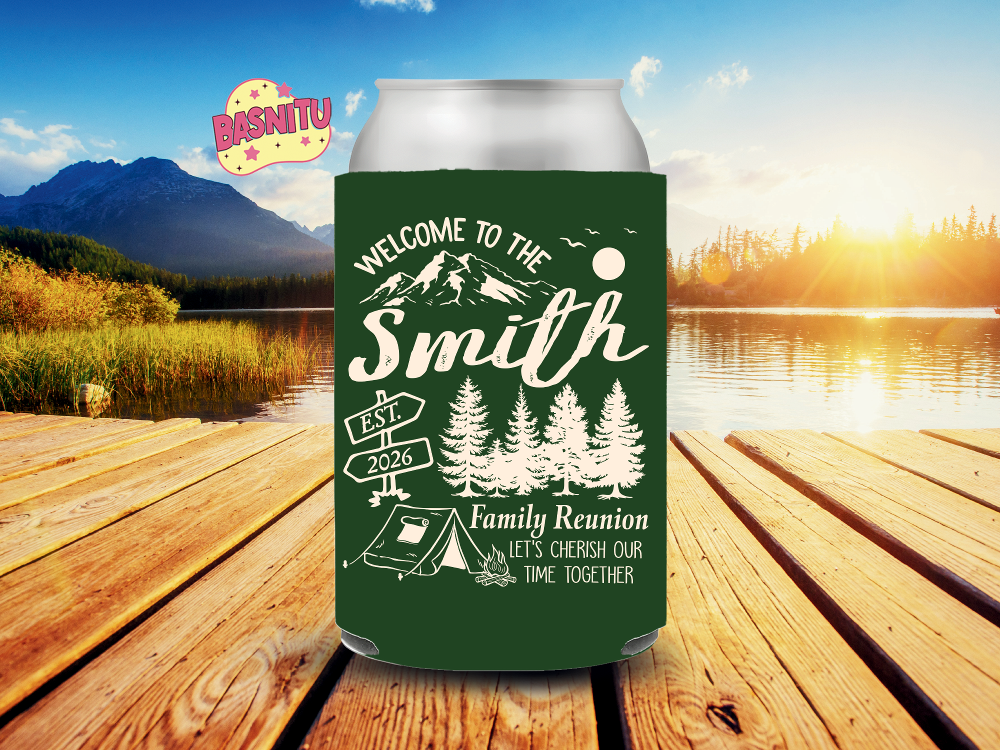 Custom Camping Family Reunion Can Cooler, Family Camping Can Coozie Custom Camping Family Reunion Can Cooler, Family Camping Can Coozie - Image 4