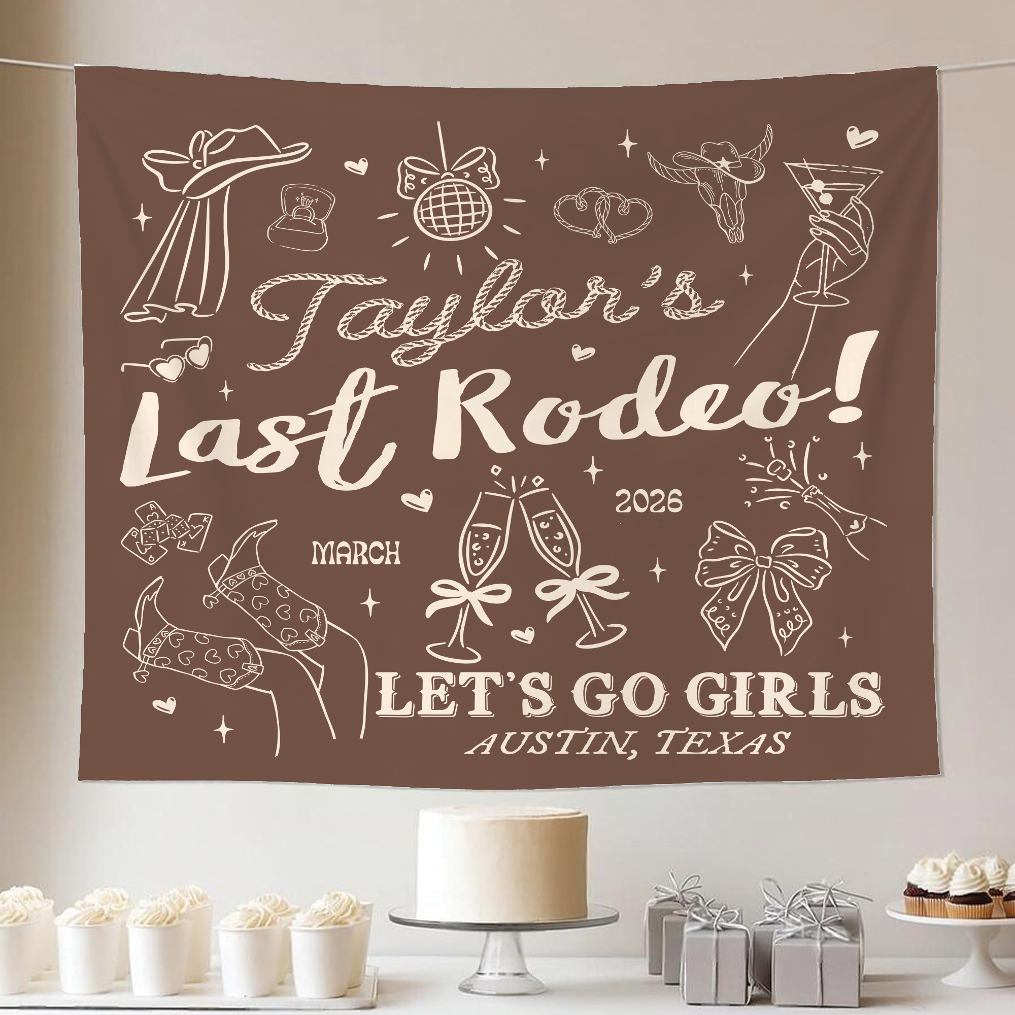 Last Rodeo Bachelorette Party Tapestry, Let's Go Girls Backdrop Last Rodeo Bachelorette Party Tapestry, Let's Go Girls Backdrop - Image 4