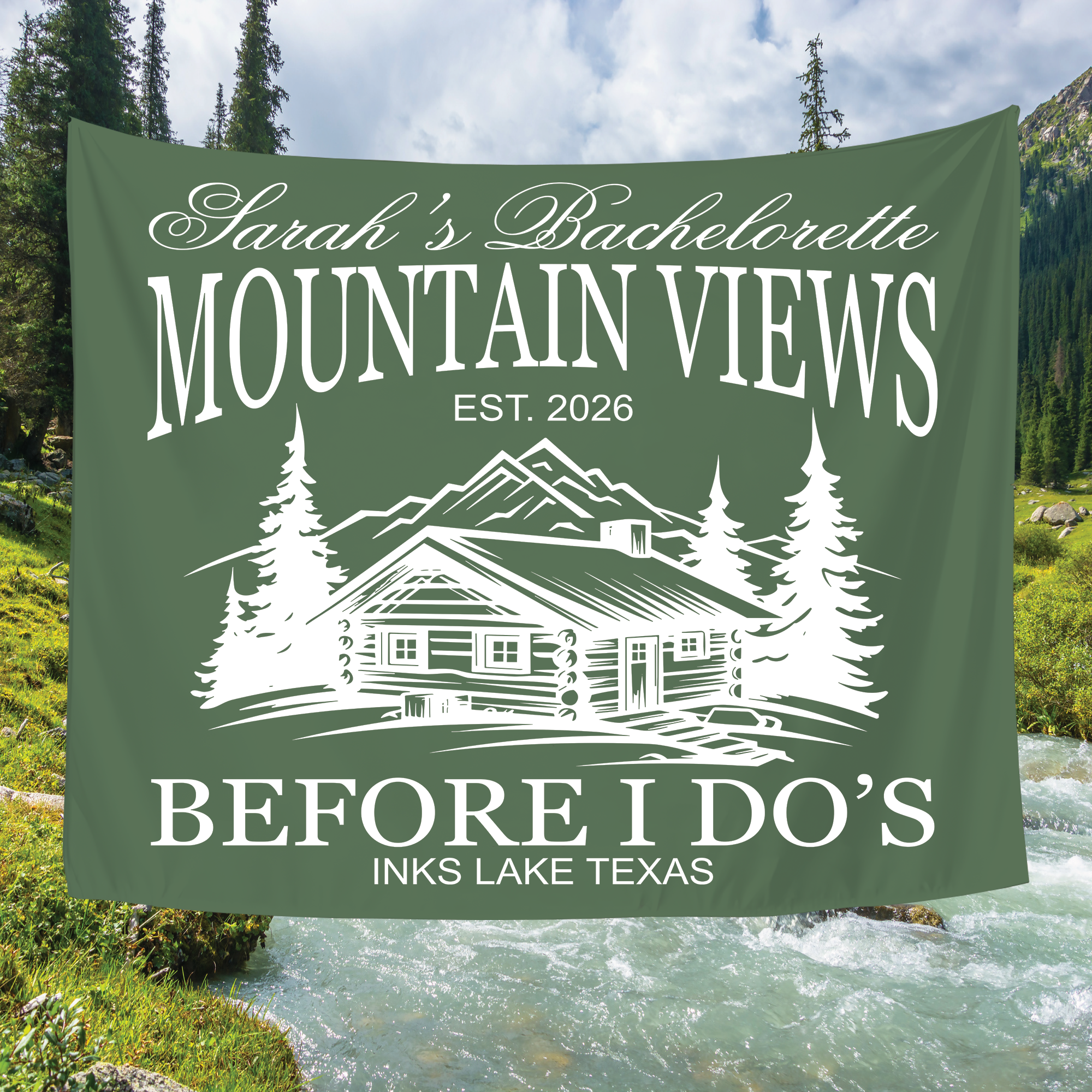 Mountain Views Before I Do Tapestry, Camping Bachelorette Banner Mountain Views Before I Do Tapestry, Camping Bachelorette Banner - Image 4