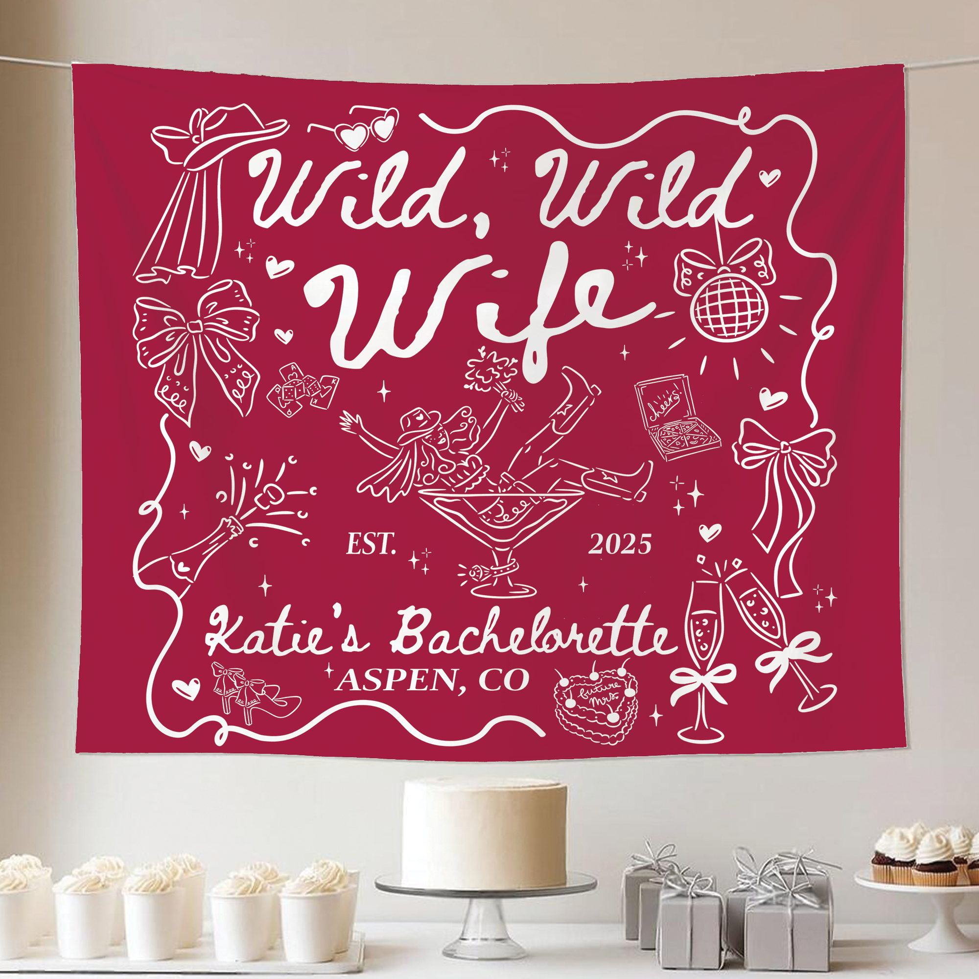 Wild Wild Wife Bachelorette Tapestry, Country Western Bachelorette Banner Wild Wild Wife Bachelorette Tapestry, Country Western Bachelorette Banner - Image 4