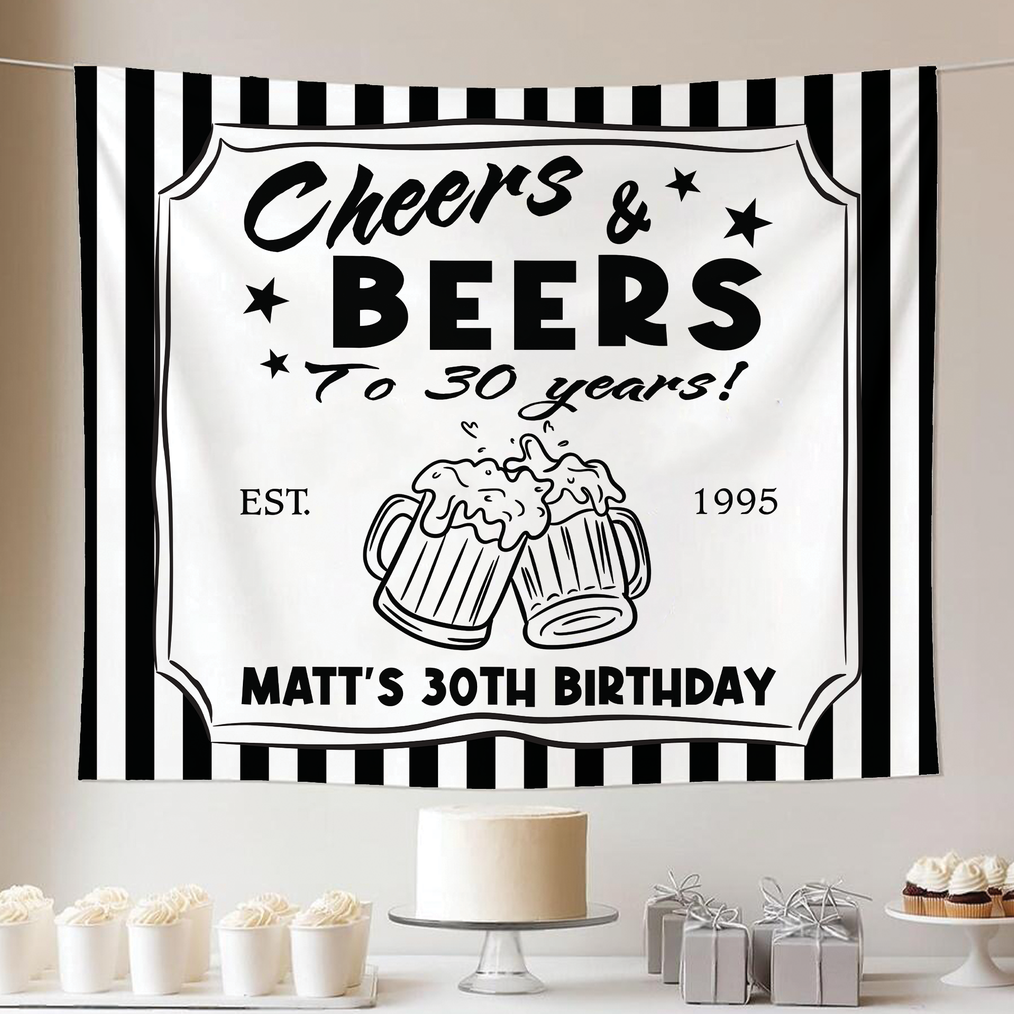 Cheers And Beers To 30 years Tapestry Cheers And Beers To 30 years Tapestry - Image 4