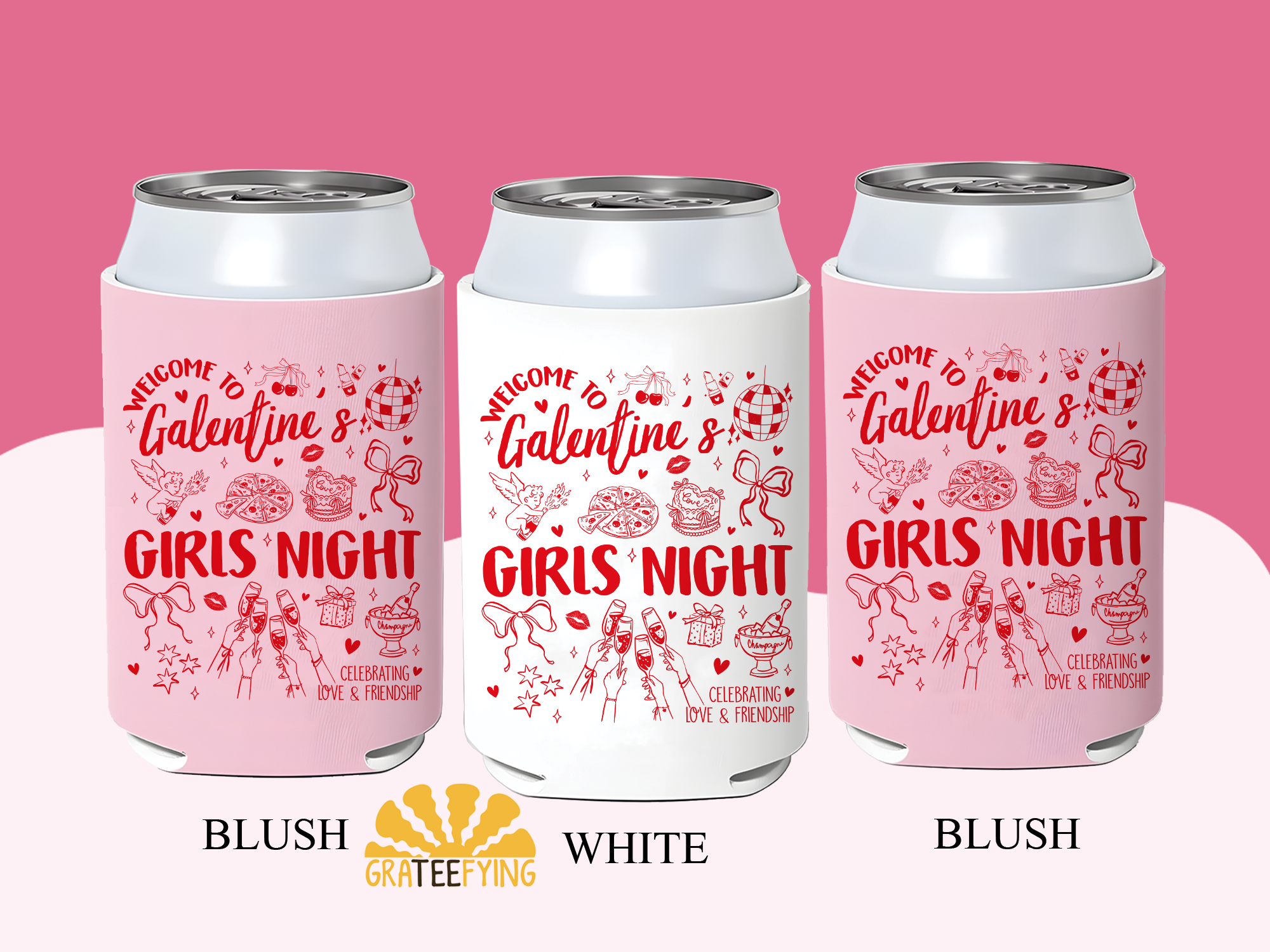 Galentines Party Can Cooler, Galentines Girls Night Party Can Sleeve Galentines Party Can Cooler, Galentines Girls Night Party Can Sleeve - Image 4