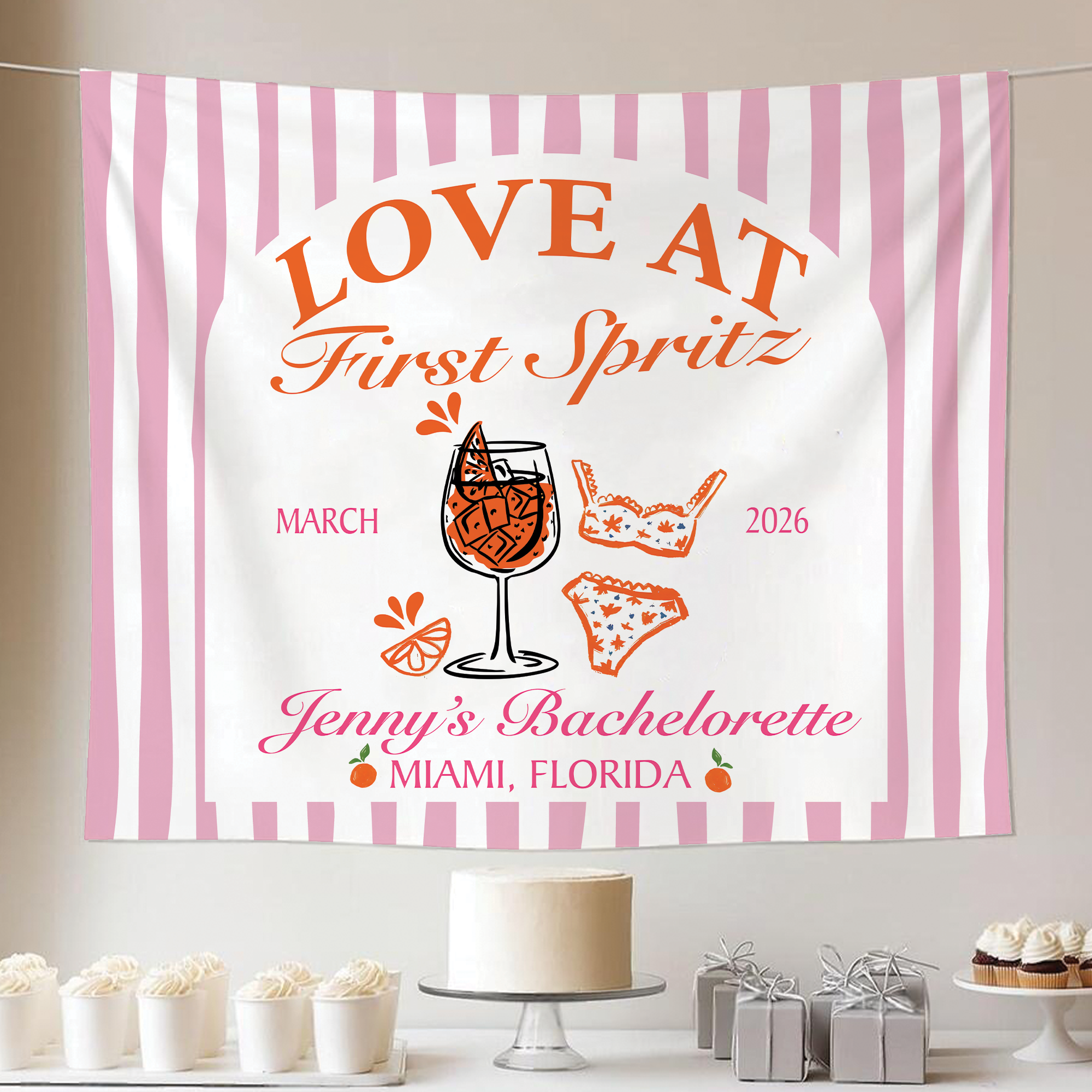 Love At First Spritz Bachelorette Tapestry, Aperol Spritz Bachelorette Banner Love At First Spritz Bachelorette Tapestry, Aperol Spritz Bachelorette Banner - Image 4