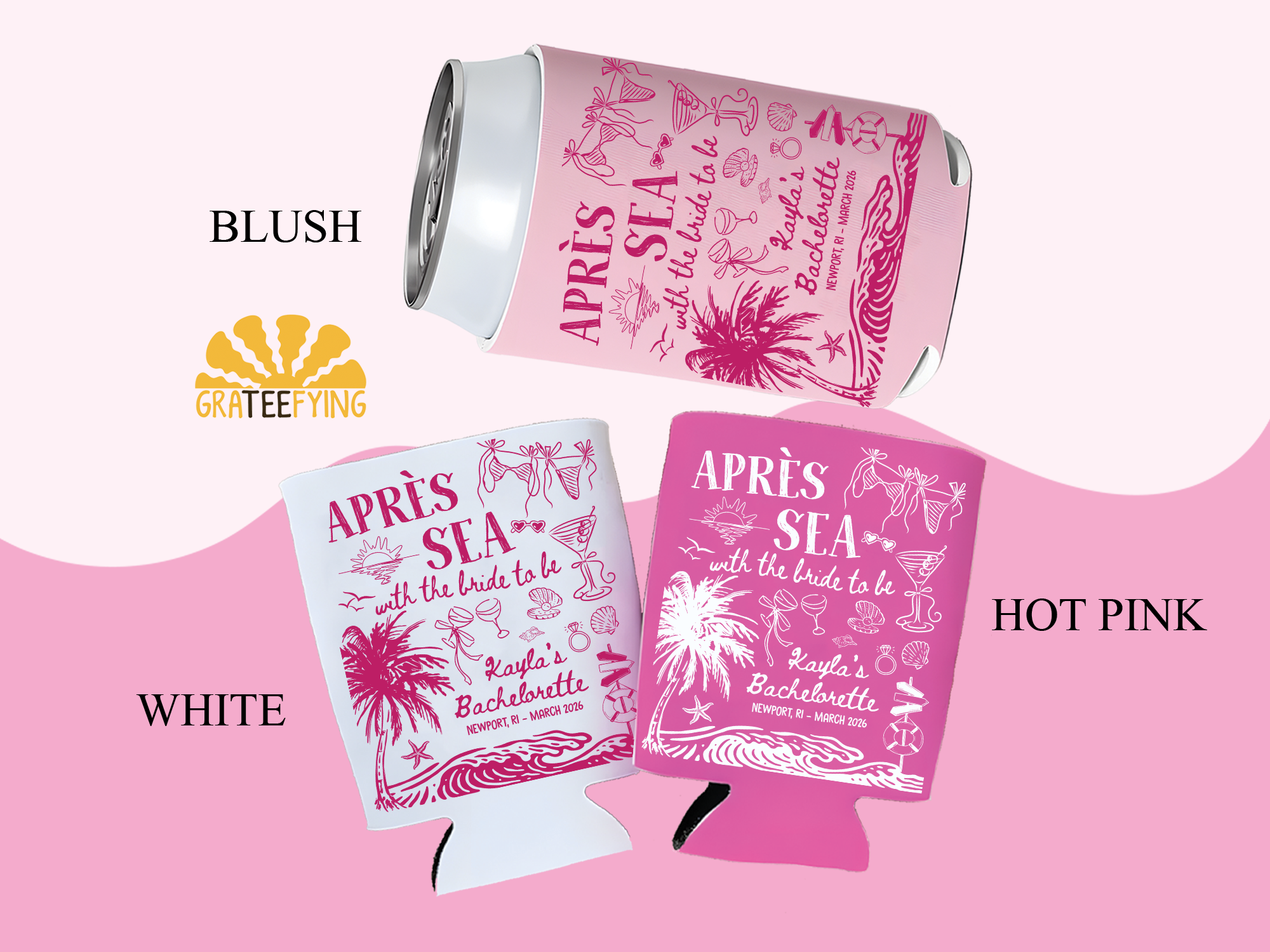 Apres Sea With the Bride Can Cooler – Beach Bachelorette Coozie Apres Sea With the Bride Can Cooler – Beach Bachelorette Coozie - Image 4