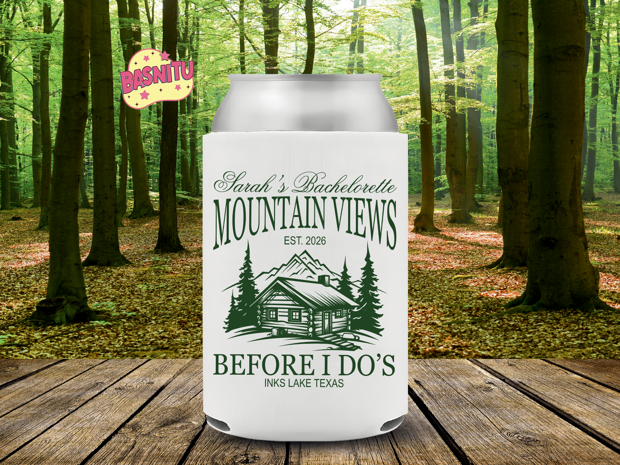 Mountain Views Before I Do Can Cooler, Camping Bachelorette Can Coozie Mountain Views Before I Do Can Cooler, Camping Bachelorette Can Coozie - Image 4