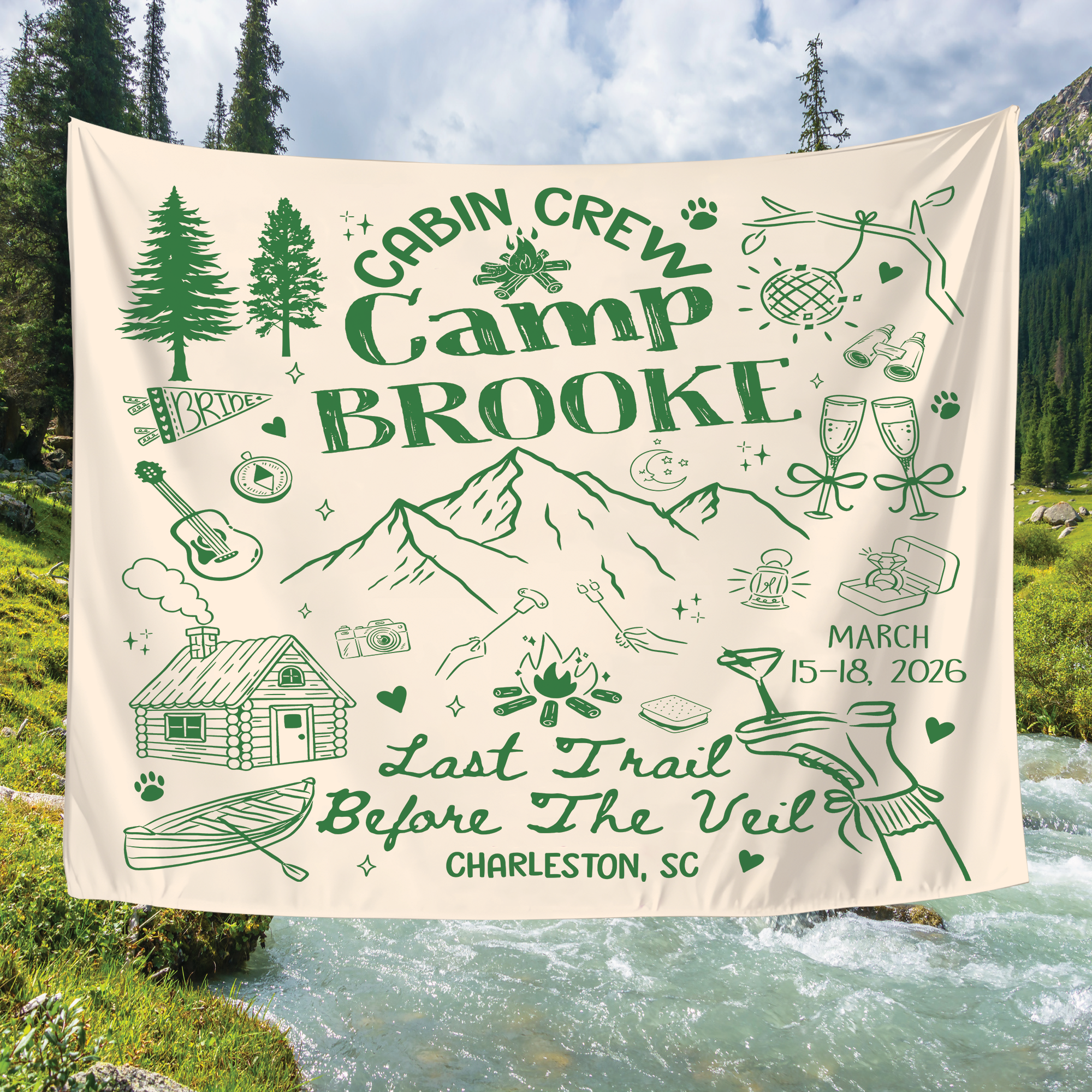 Cabin Crew Bachelorette Tapestry – Last Trail Before the Veil Cabin Crew Bachelorette Tapestry – Last Trail Before the Veil - Image 4