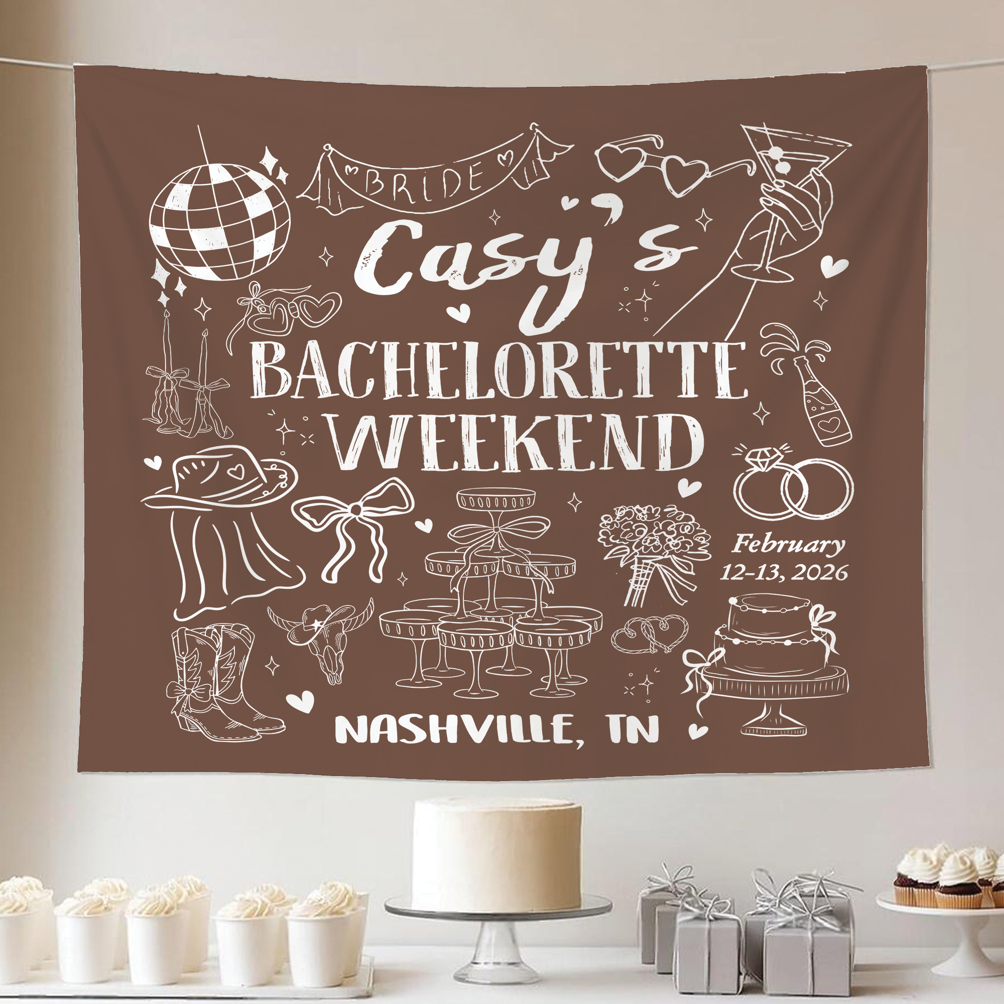 Custom Bachelorette Party Tapestry – Cowgirl Western Bach Backdrop Custom Bachelorette Party Tapestry – Cowgirl Western Bach Backdrop - Image 4