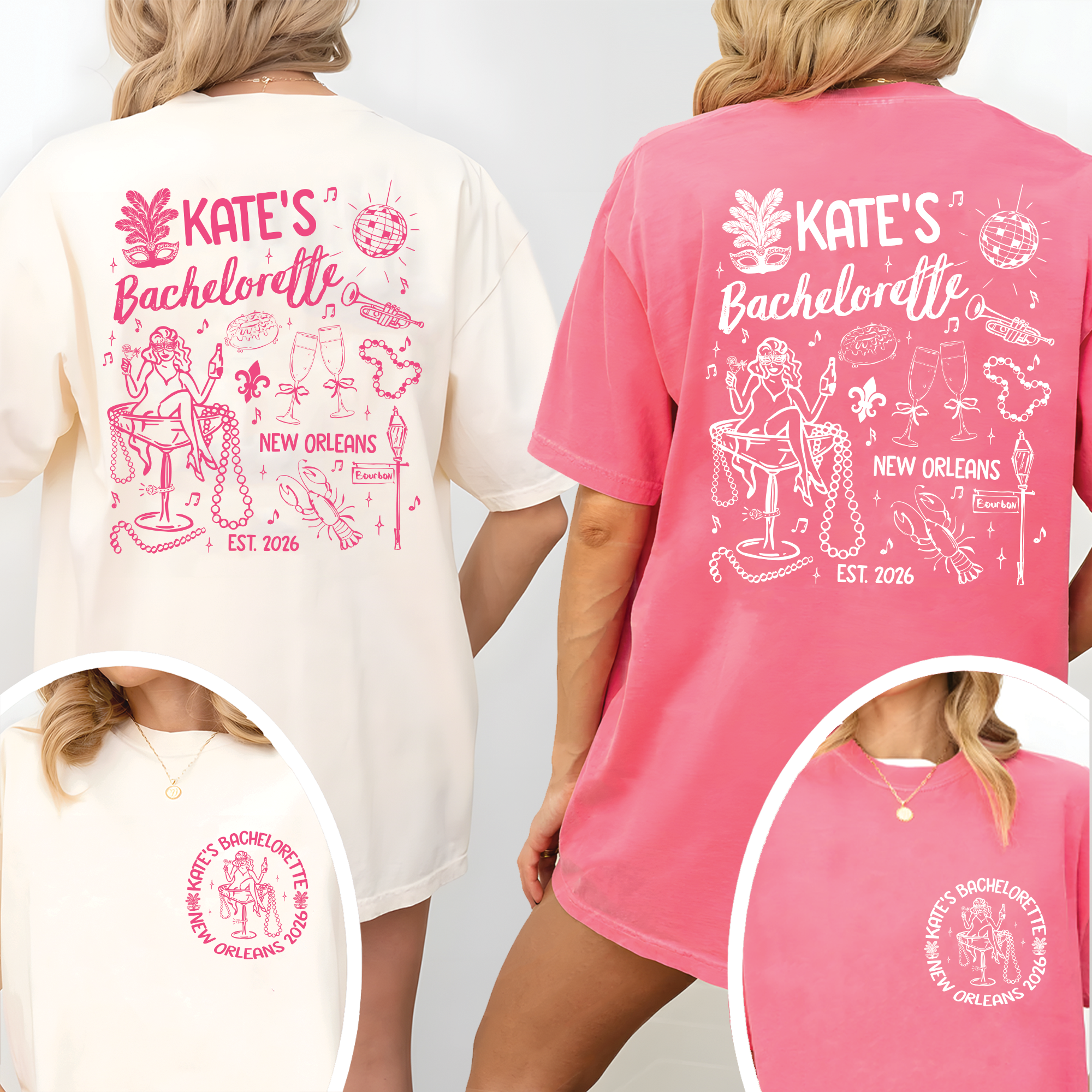 Custom Mardi Gras Bachelorette Shirt, Bach Party Matching Shirt Custom Mardi Gras Bachelorette Shirt, Bach Party Matching Shirt - Image 4