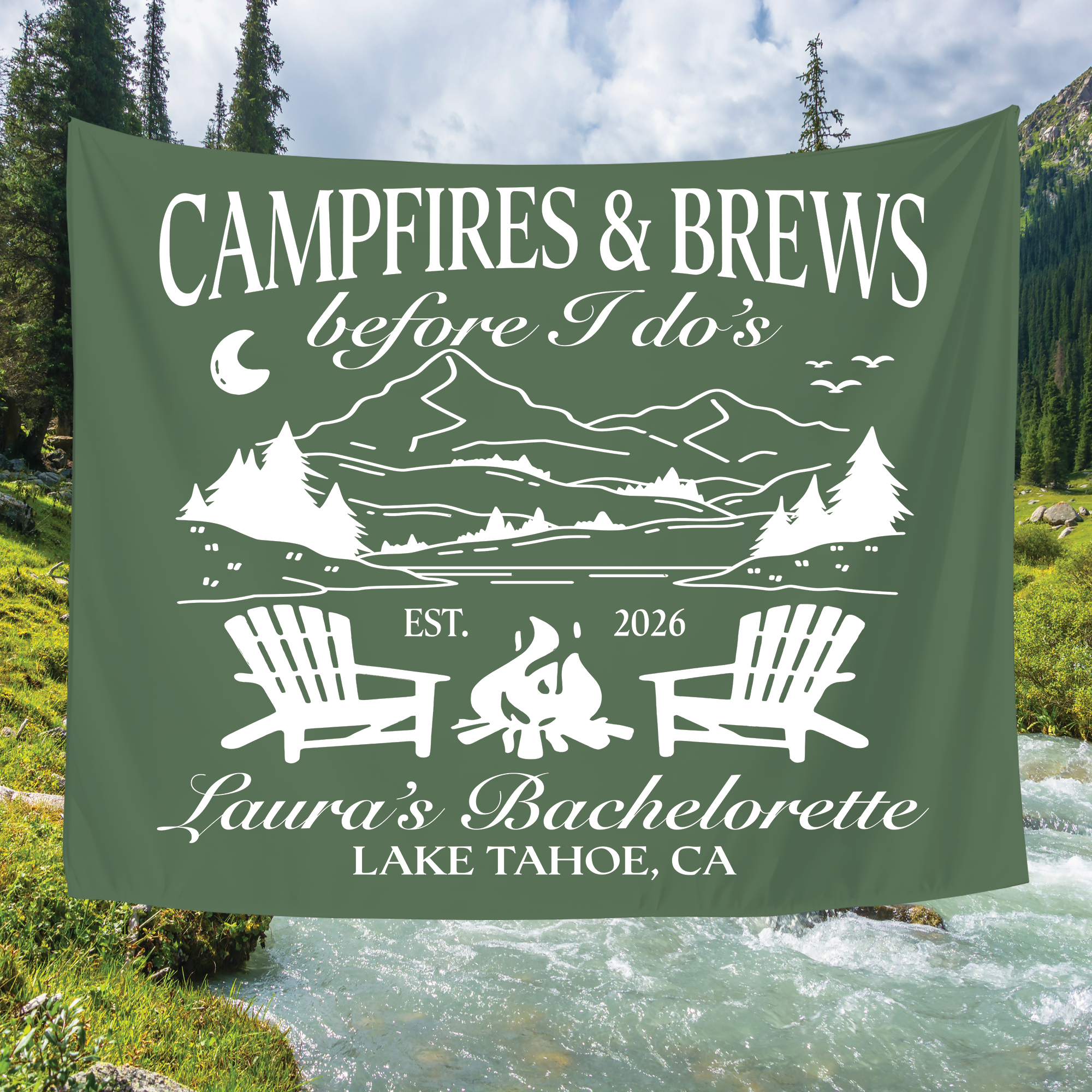 Campfires and Brews Before I Dos Tapestry – Camping Bachelorette Banner Campfires and Brews Before I Dos Tapestry – Camping Bachelorette Banner - Image 4