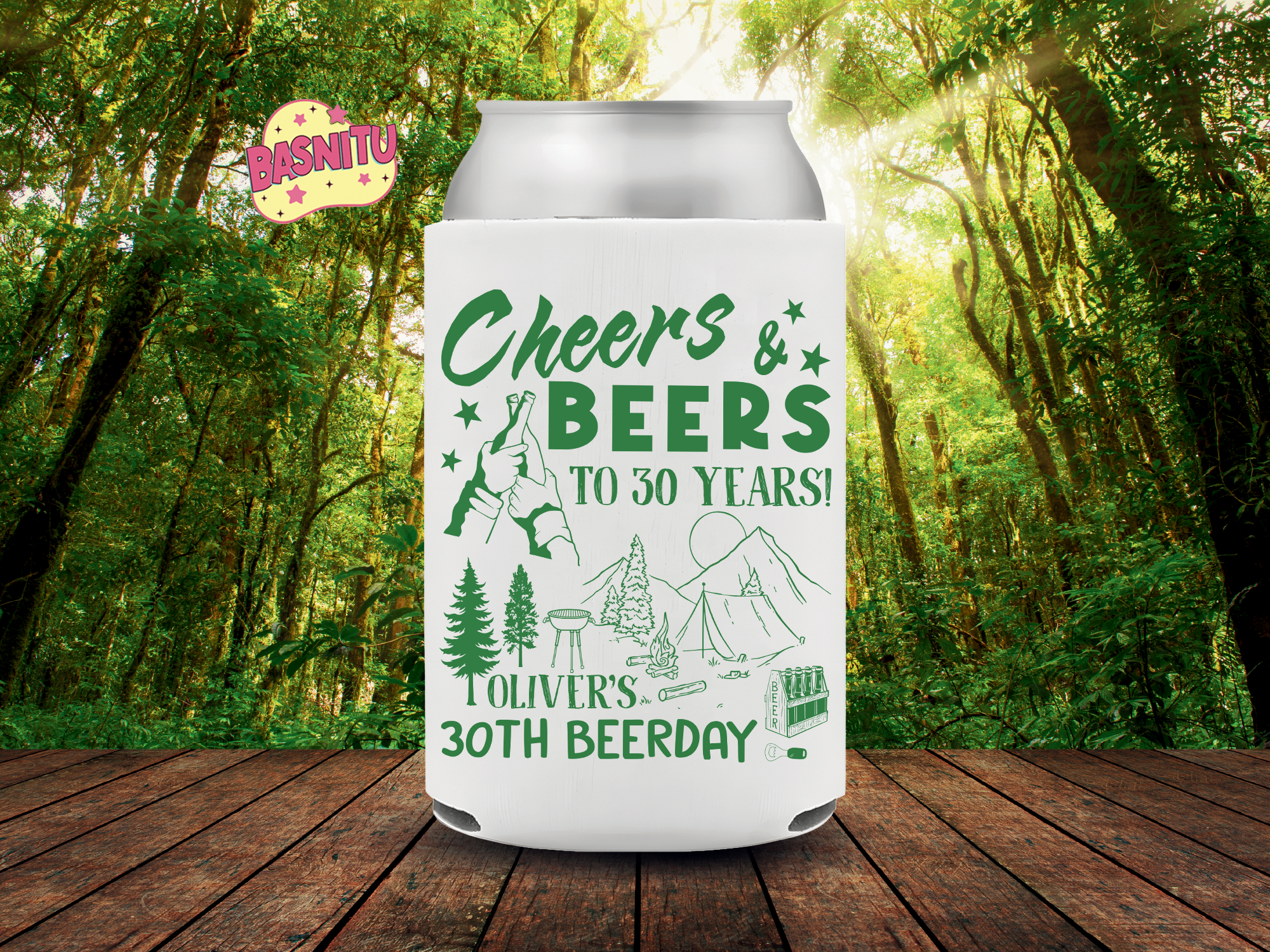 Cheers & Beers To 30 Years Can Cooler, Men's Birthday Party Can Coozie Cheers & Beers To 30 Years Can Cooler, Men's Birthday Party Can Coozie - Image 4