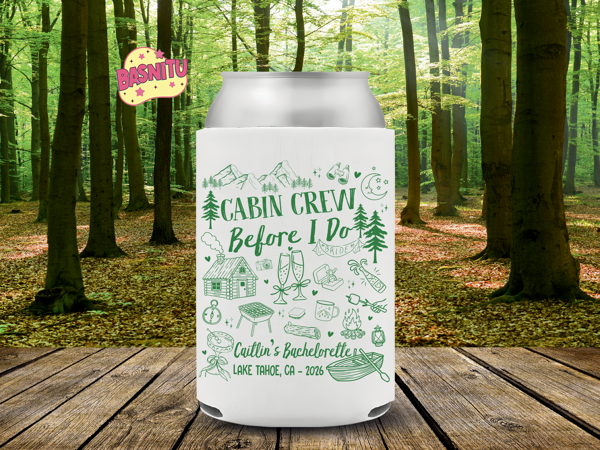 Custom Camp Bachelorette Party Can Cooler, Cabin Crew Before I Do Party Can Coozie Custom Camp Bachelorette Party Can Cooler, Cabin Crew Before I Do Party Can Coozie - Image 4