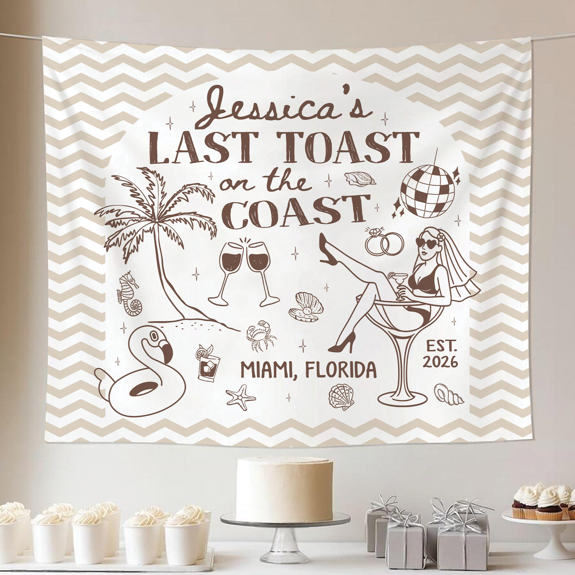 Custom Tapestry for Beach Bachelorette Party – Perfect Party Decor Custom Tapestry for Beach Bachelorette Party – Perfect Party Decor - Image 5